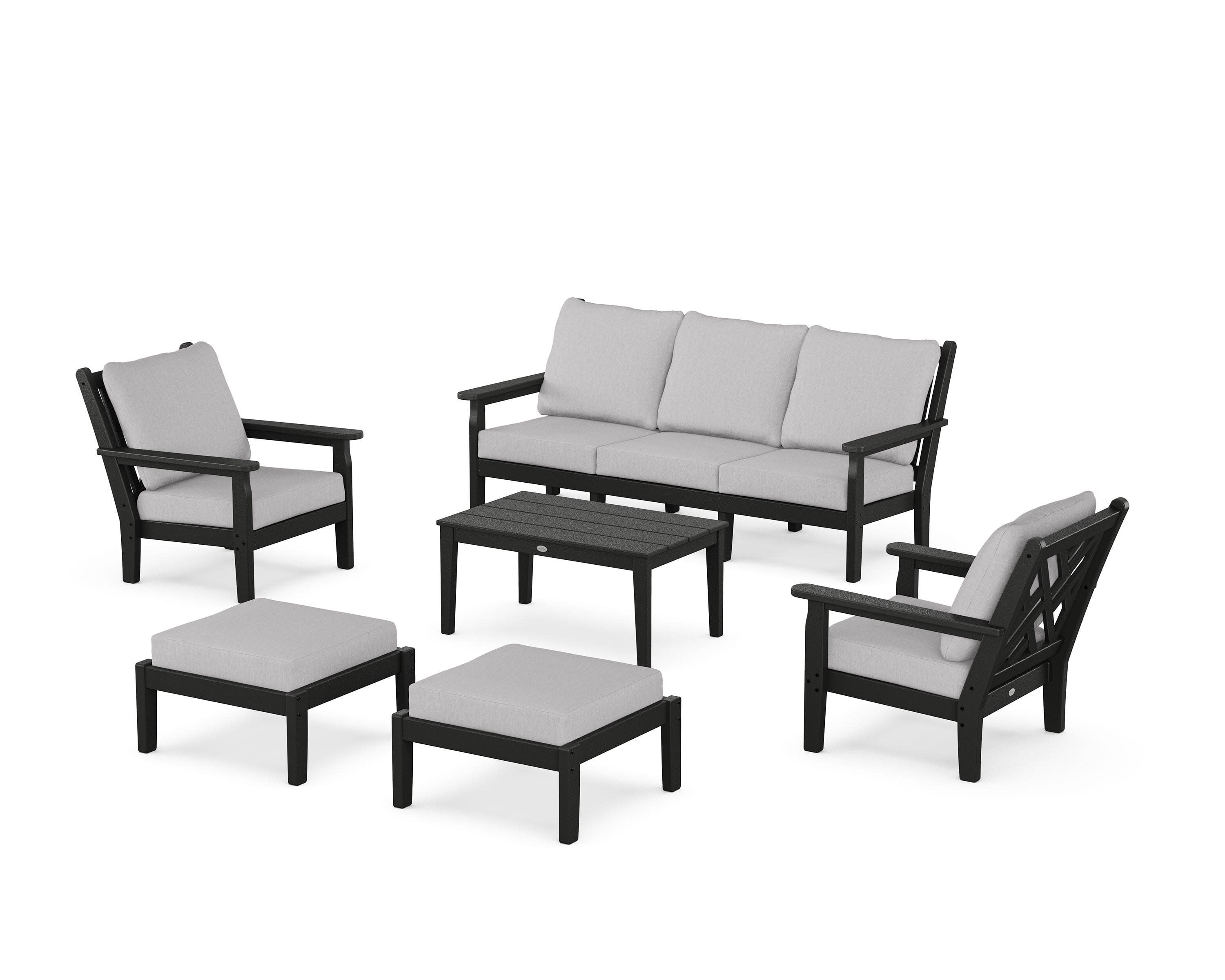 Chippendale 6-Piece Lounge Sofa Set in Black / Granite