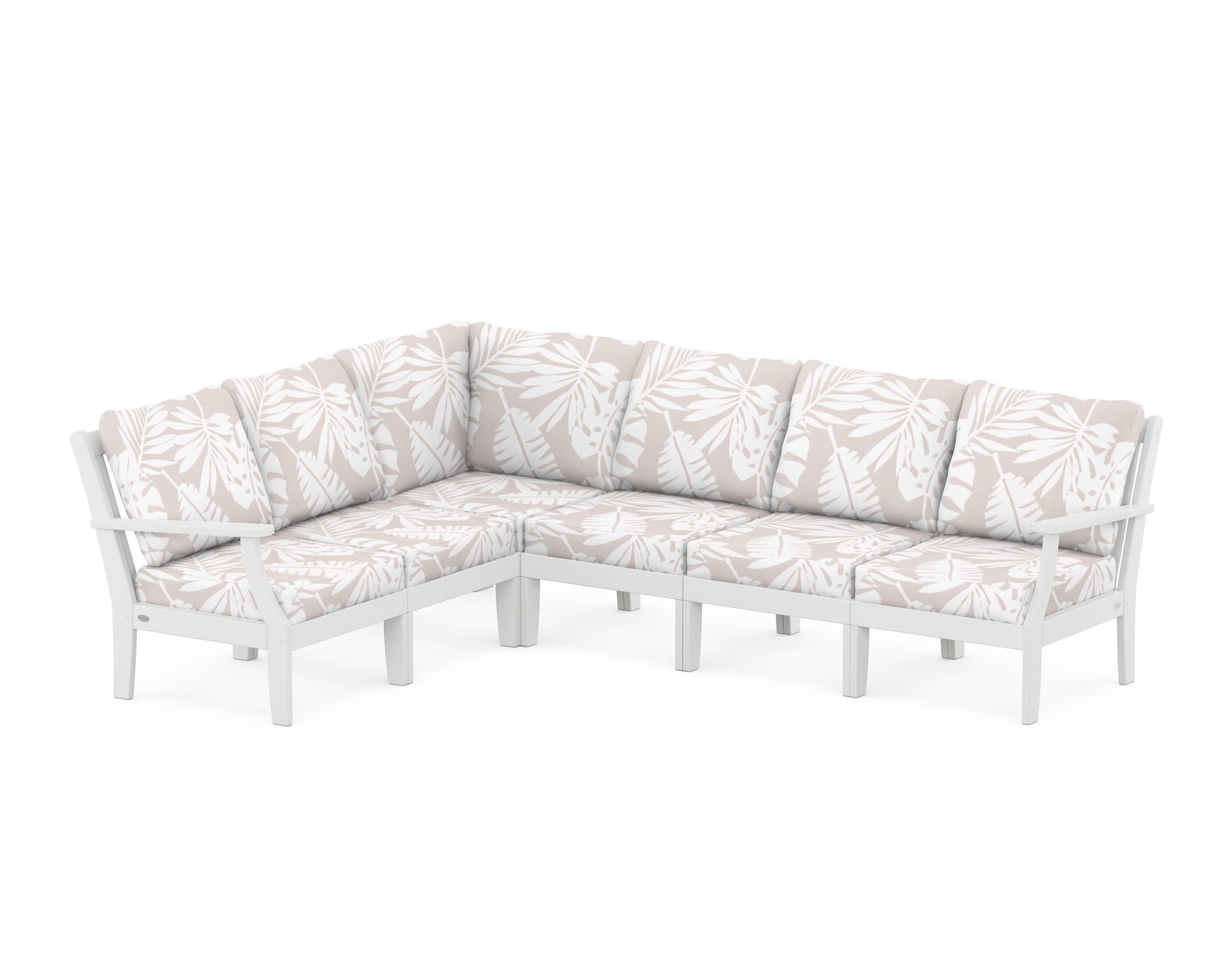 Braxton Modular 6-Piece Deep Seating Set in White / Leaf Dune Burlap