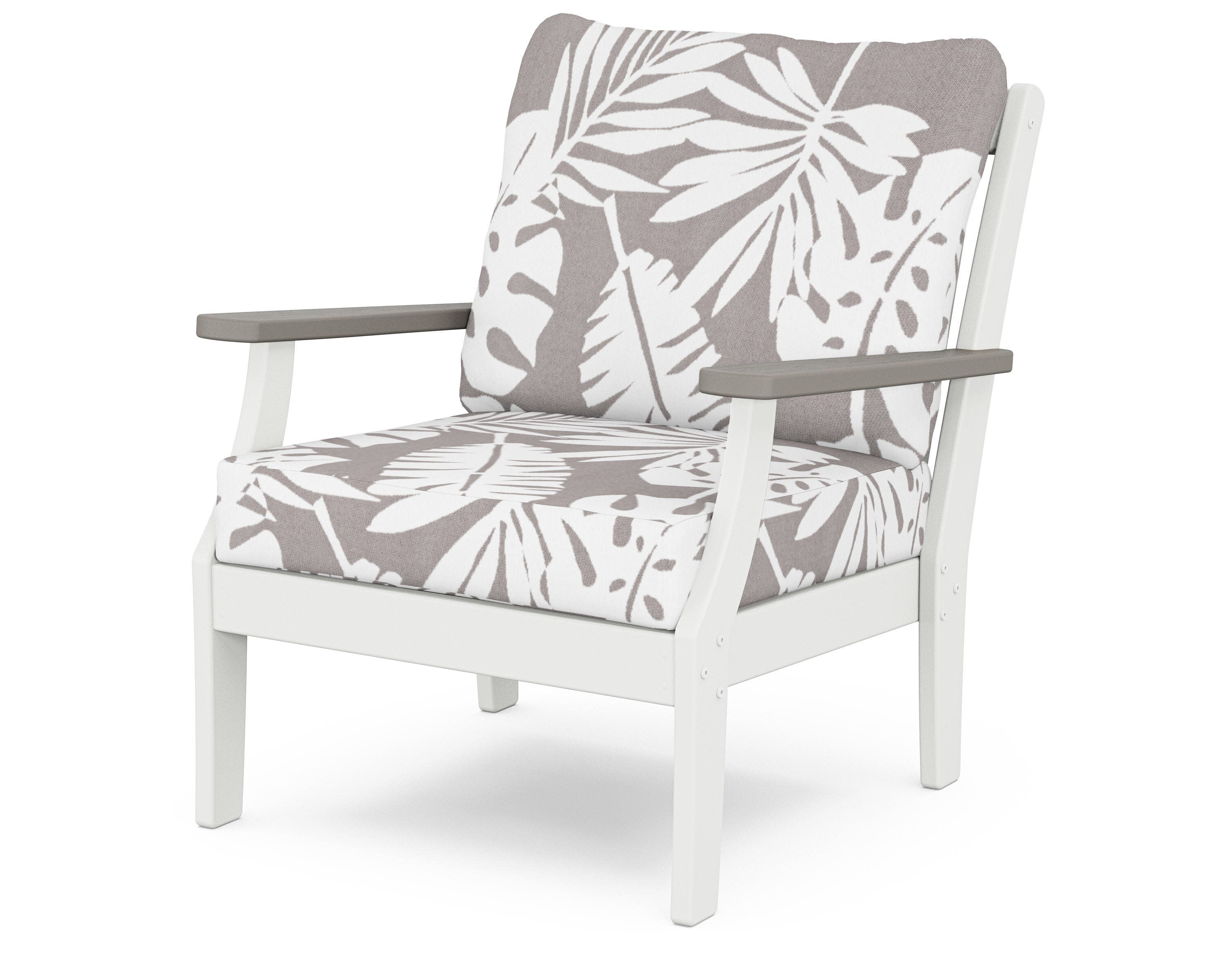 Braxton Deep Seating Chair in White / Driftwood / Leaf Grey Mist