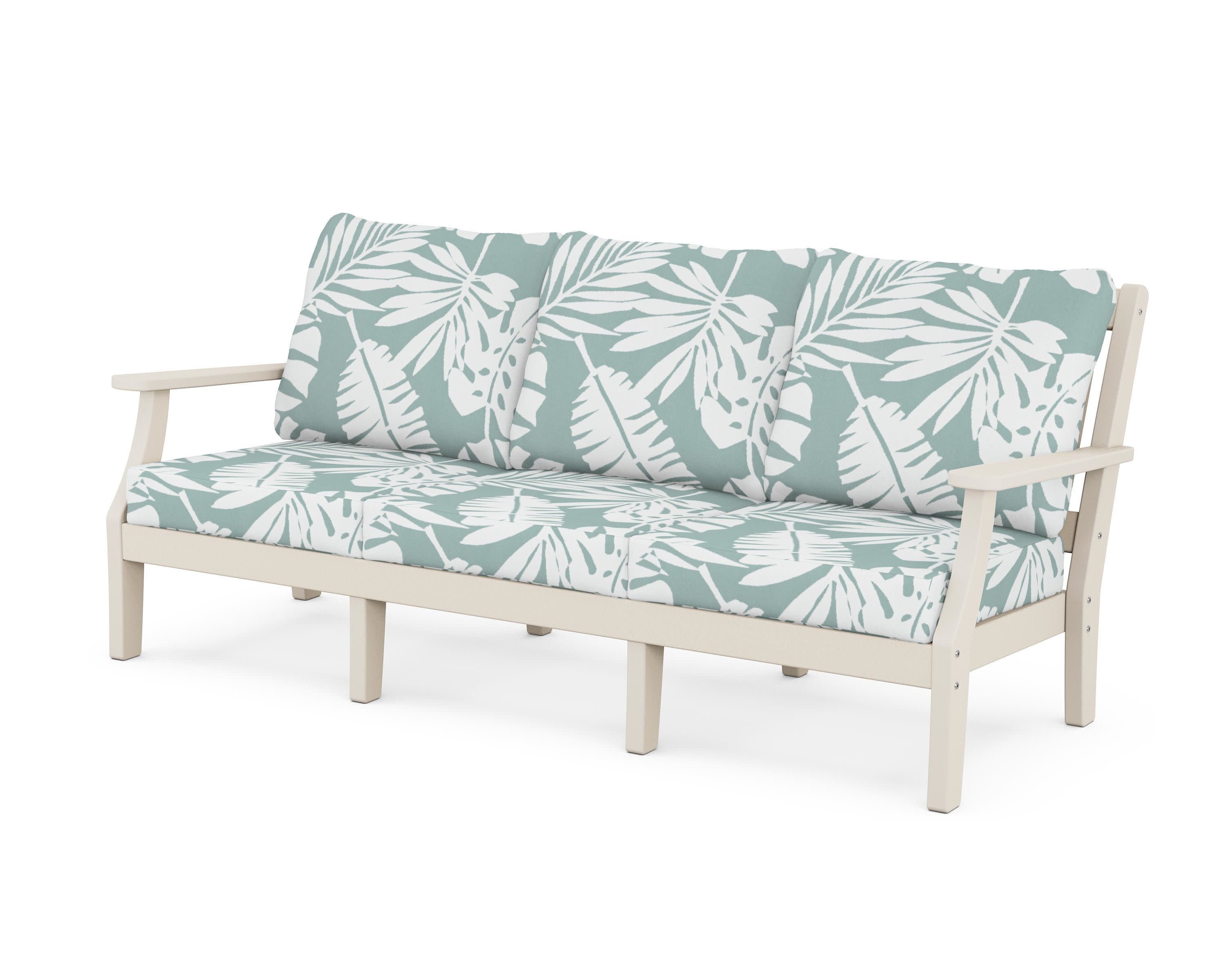 Chinoiserie Deep Seating Sofa in Sand / Leaf Glacier Spa