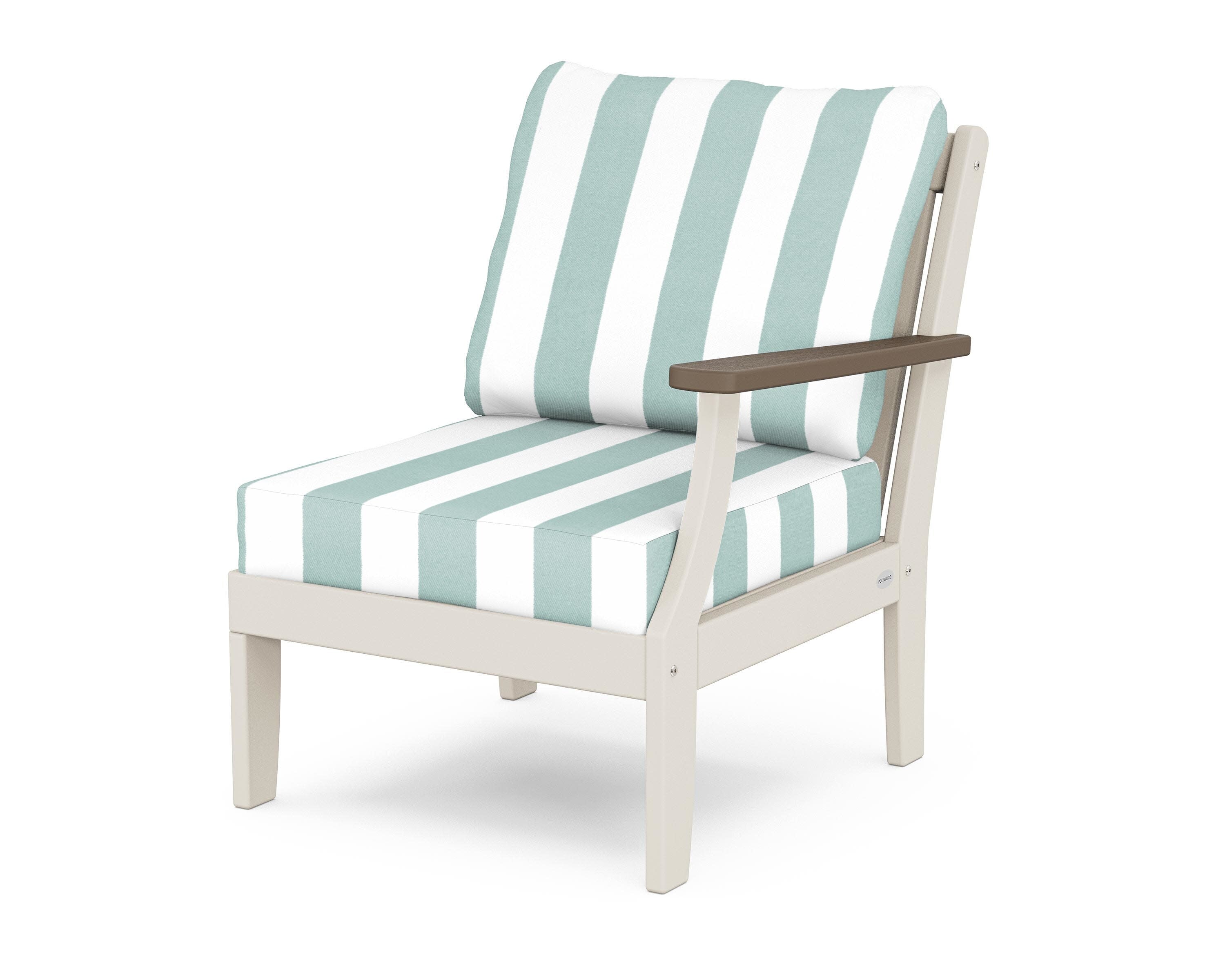 Braxton Modular Right Arm Chair in Sand / Kona / Cabana Stripe Glacier Spa