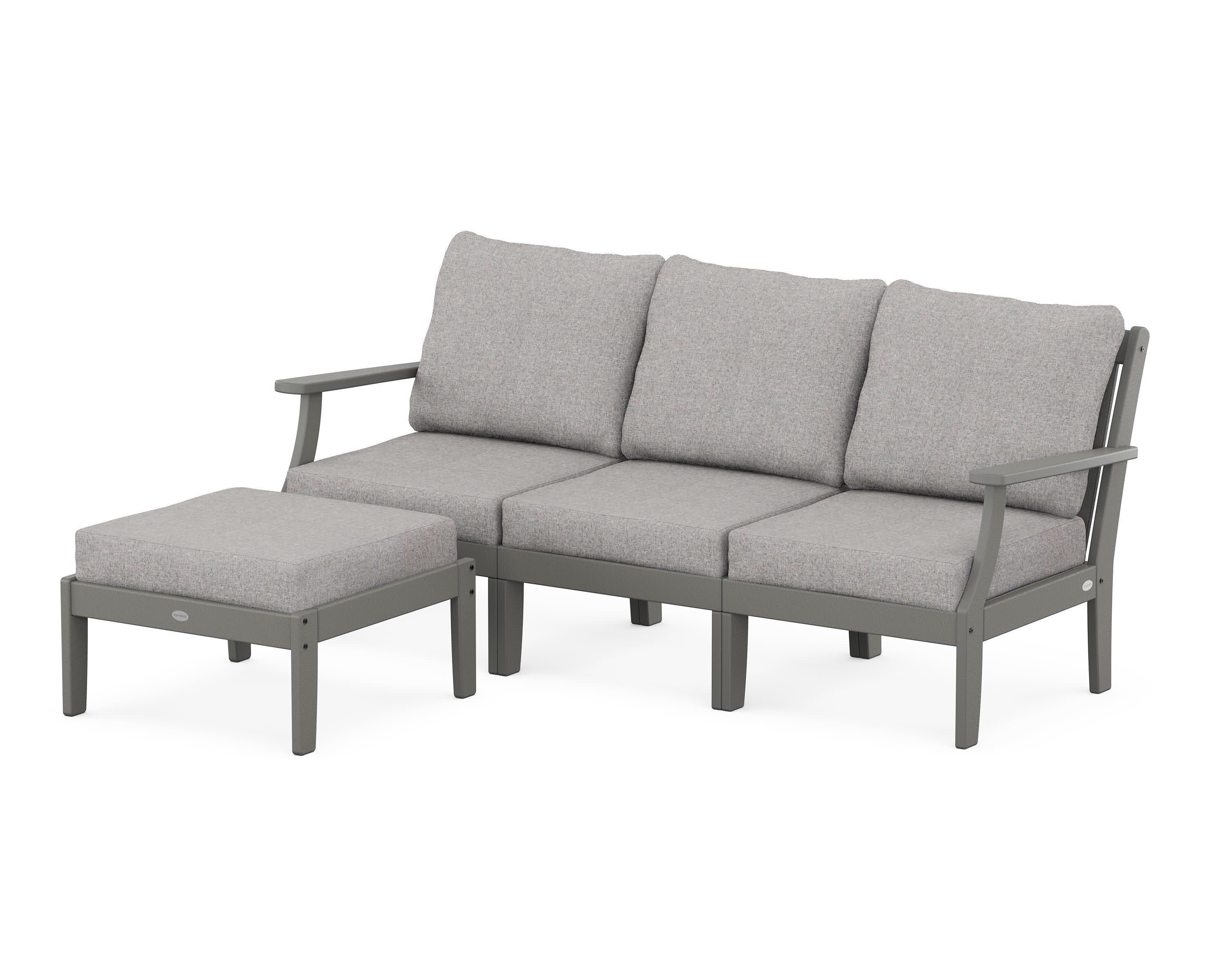 Braxton Modular 4-Piece Deep Seating Set with Ottoman in Slate Grey / Grey Mist