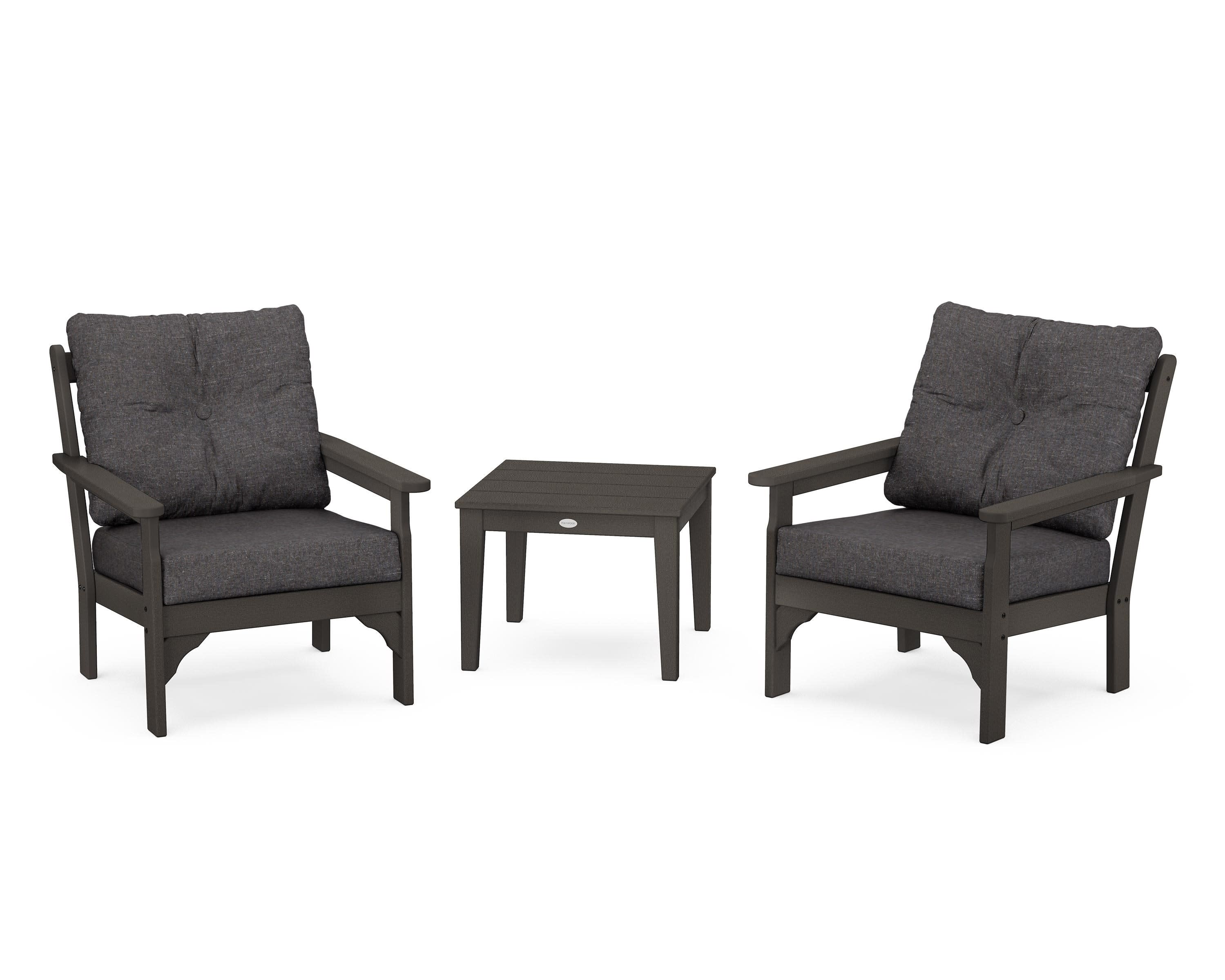 Vineyard 3-Piece Deep Seating Set in Vintage Coffee / Ash Charcoal
