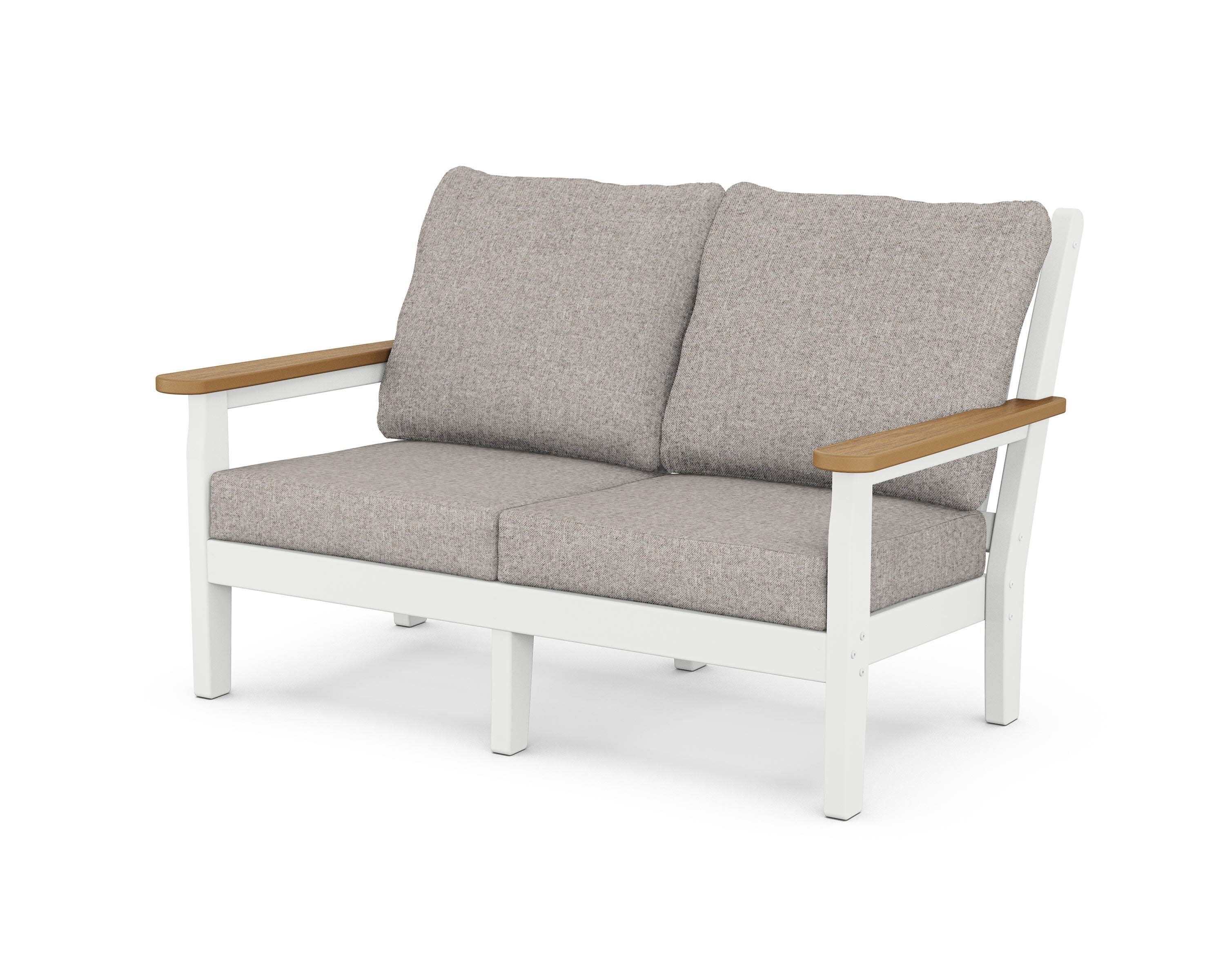 Chippendale Deep Seating Loveseat in White / Natural / Weathered Tweed