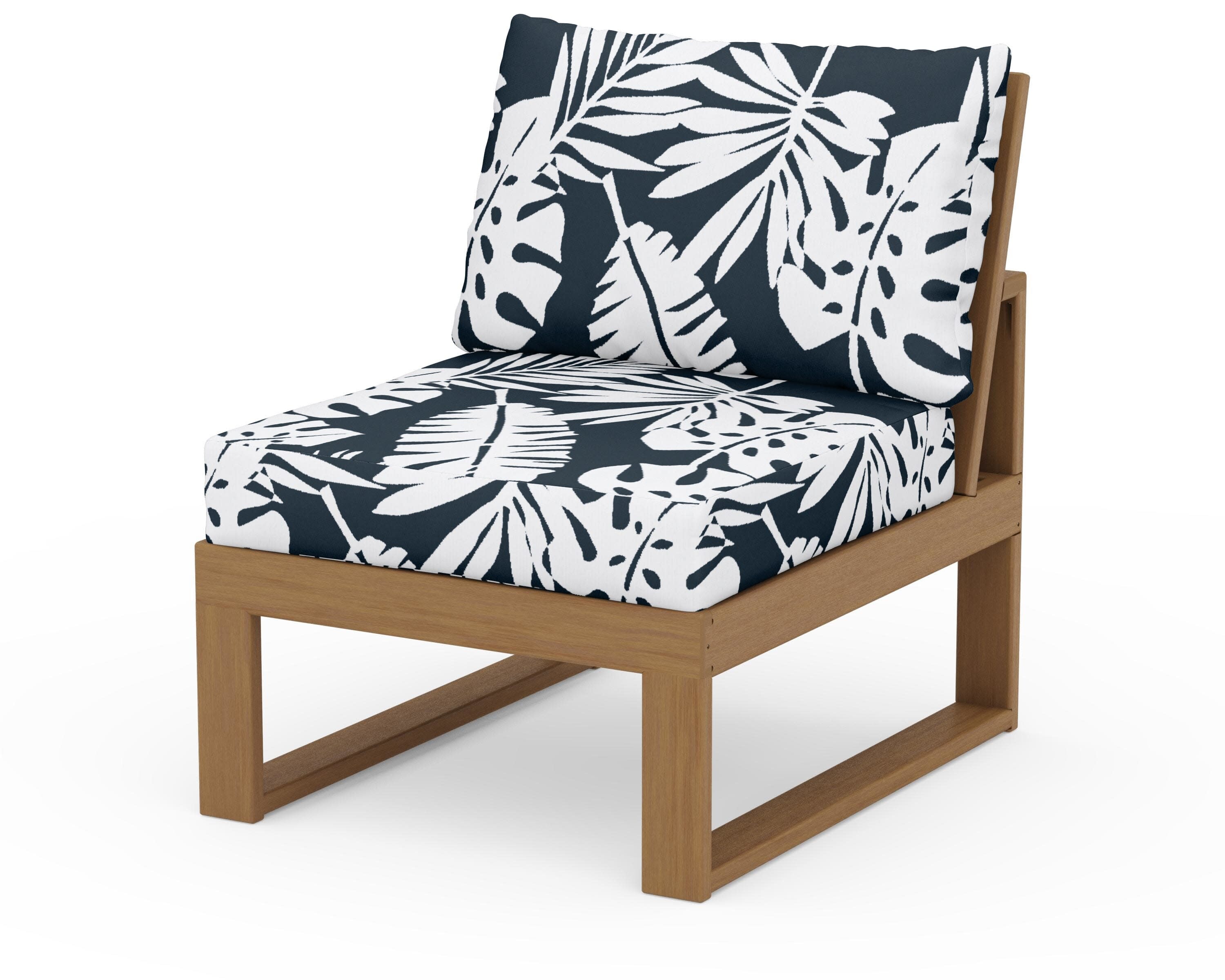Modular Armless Chair in Natural / Leaf Marine Indigo