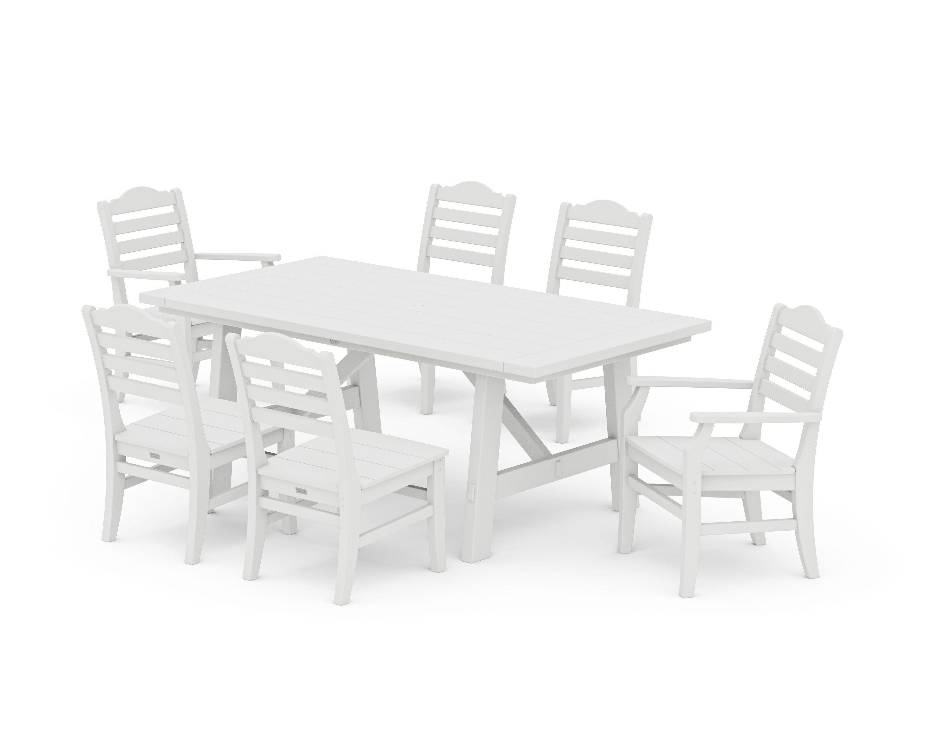 Savannah 7-Piece Rustic Farmhouse Dining Set in Vintage White