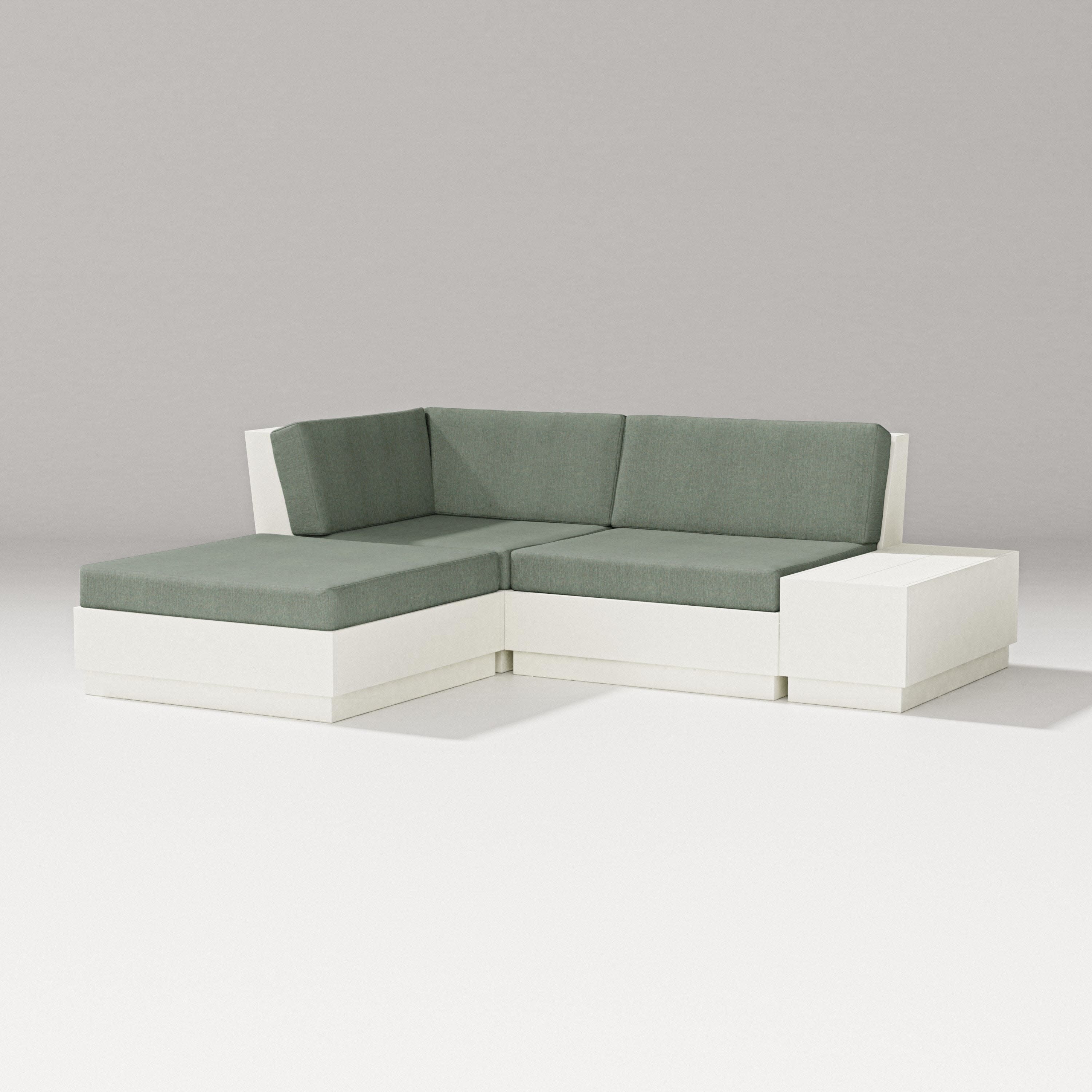 Elevate Loveseat Sectional with Chaise in Vintage White / Cast Sage