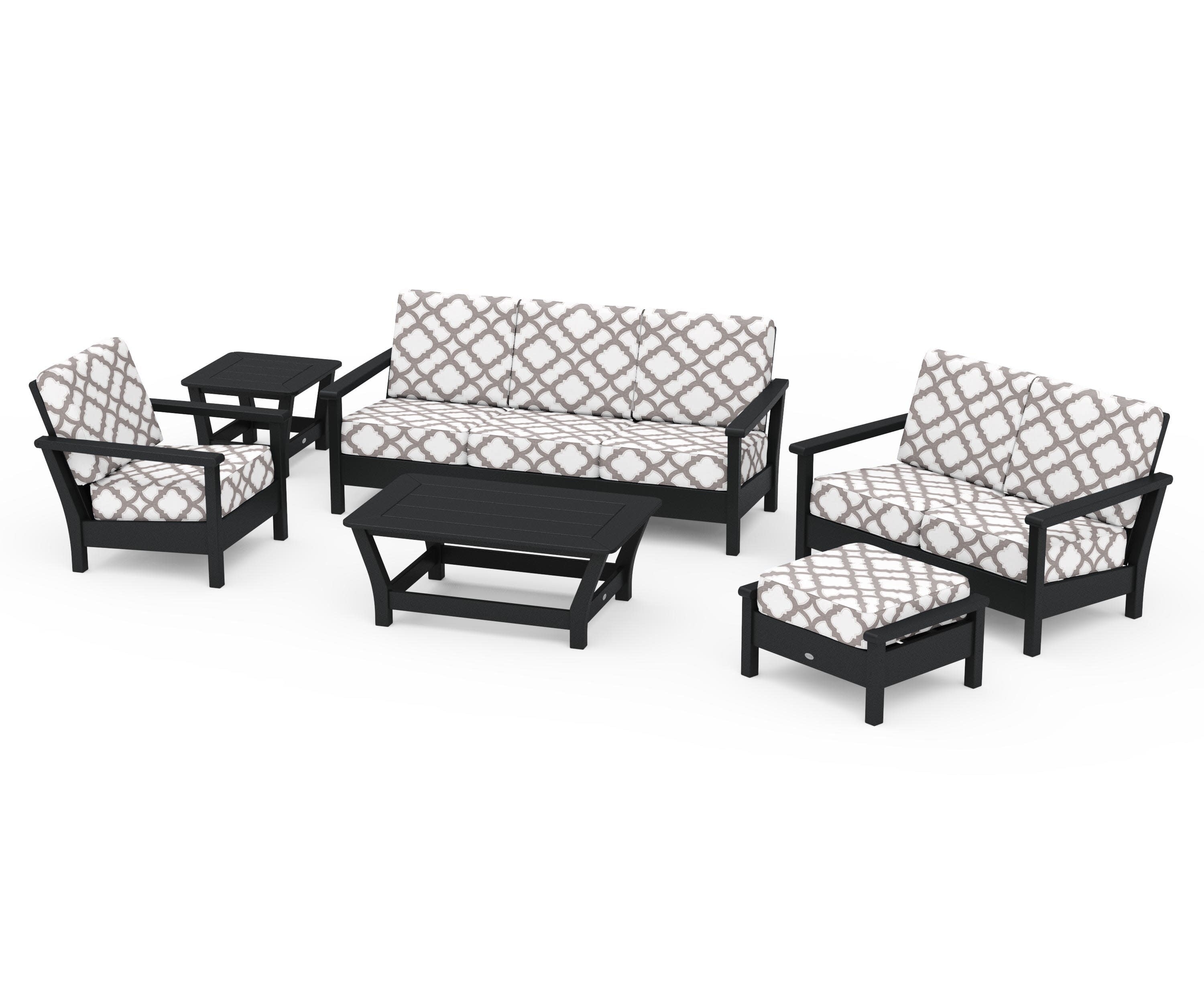 Harbour 6-Piece Outdoor Living Set in Black / Trellis Grey Mist