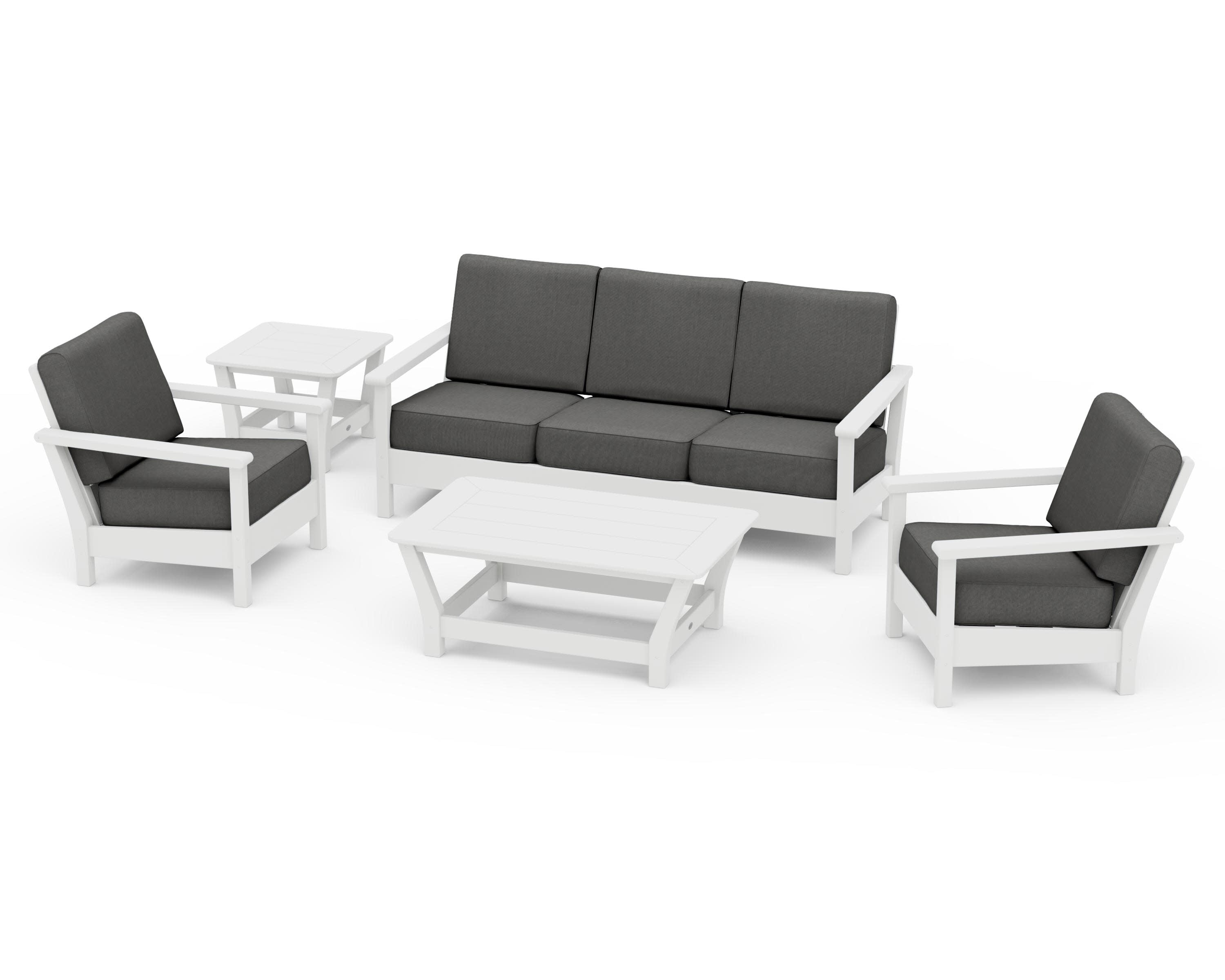 Harbour 5-Piece Deep Seating Set in White / Spectrum Carbon