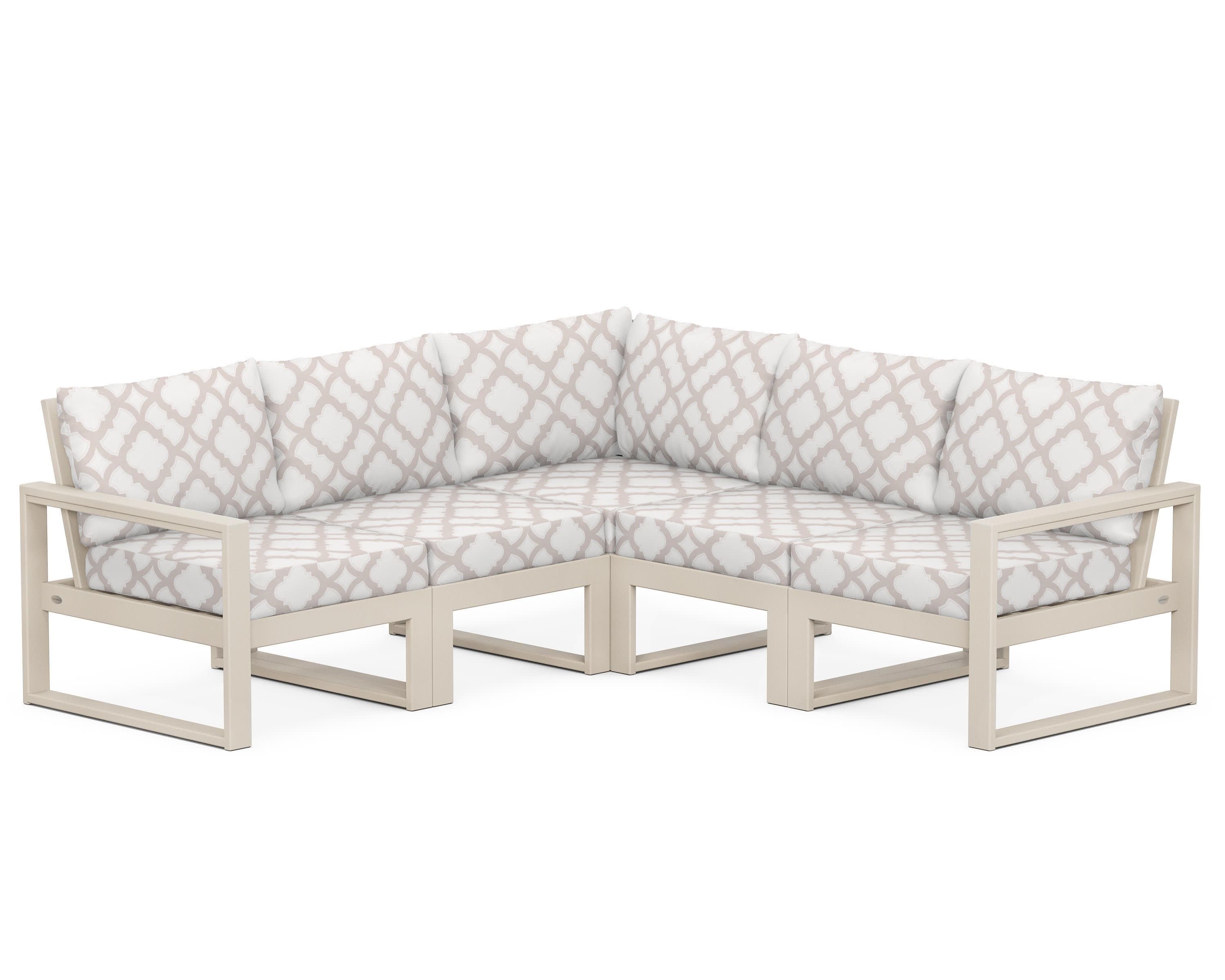 EDGE 5-Piece Modular Deep Seating Set in Sand / Trellis Dune Burlap