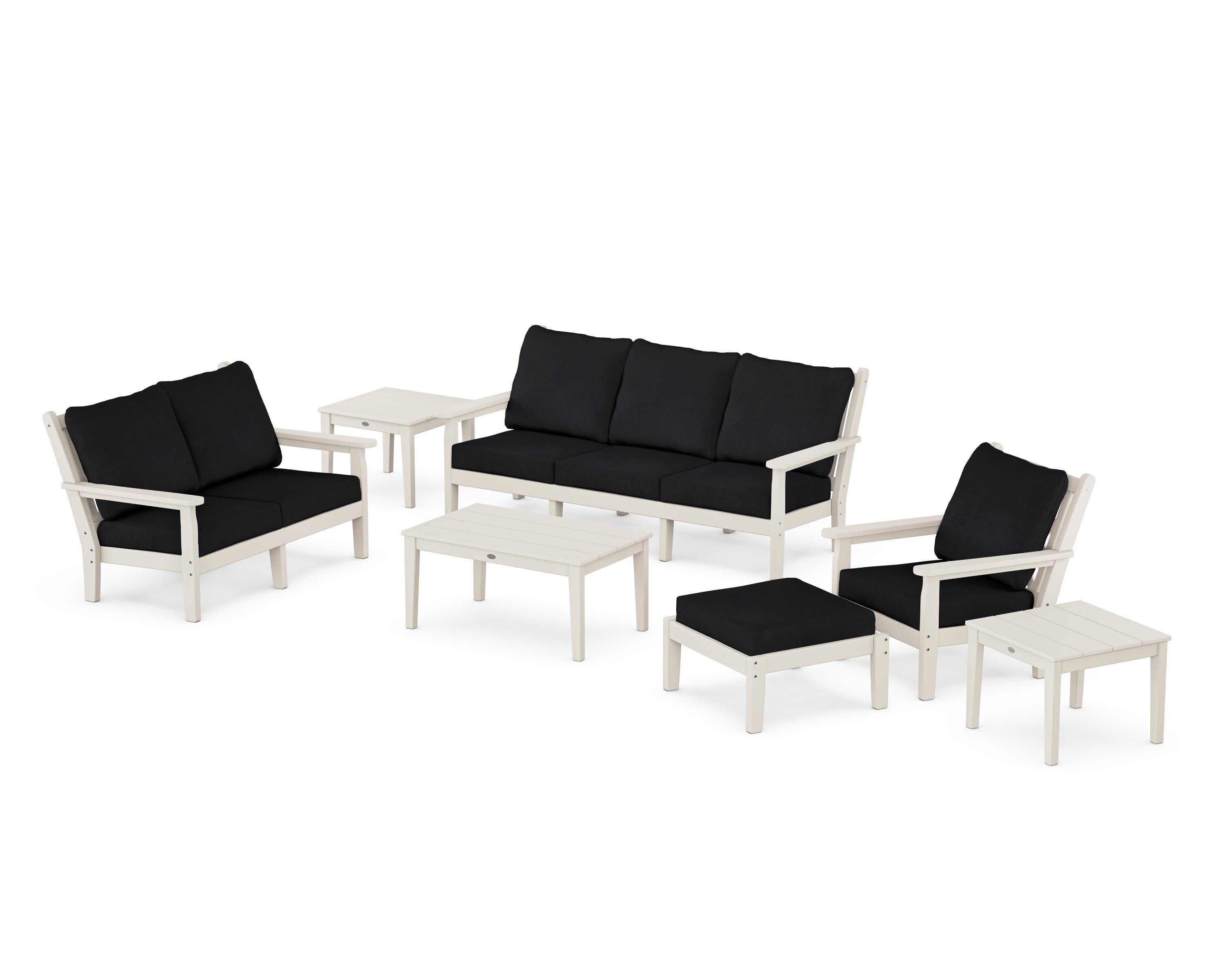 Chippendale 7-Piece Deep Seating Set in Sand / Midnight Linen