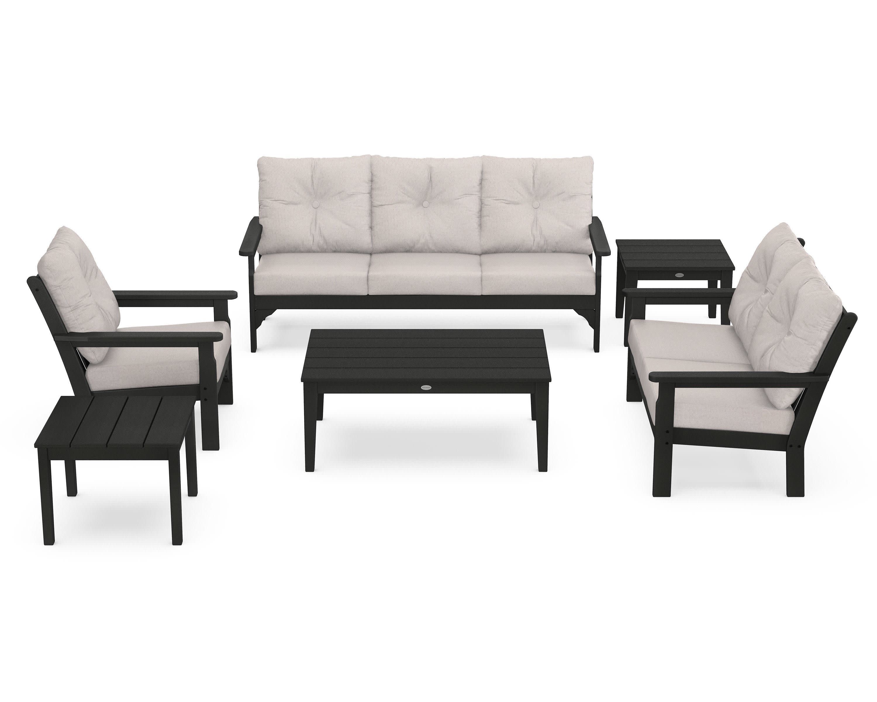 Vineyard 6-Piece Deep Seating Set in Green / Dune Burlap