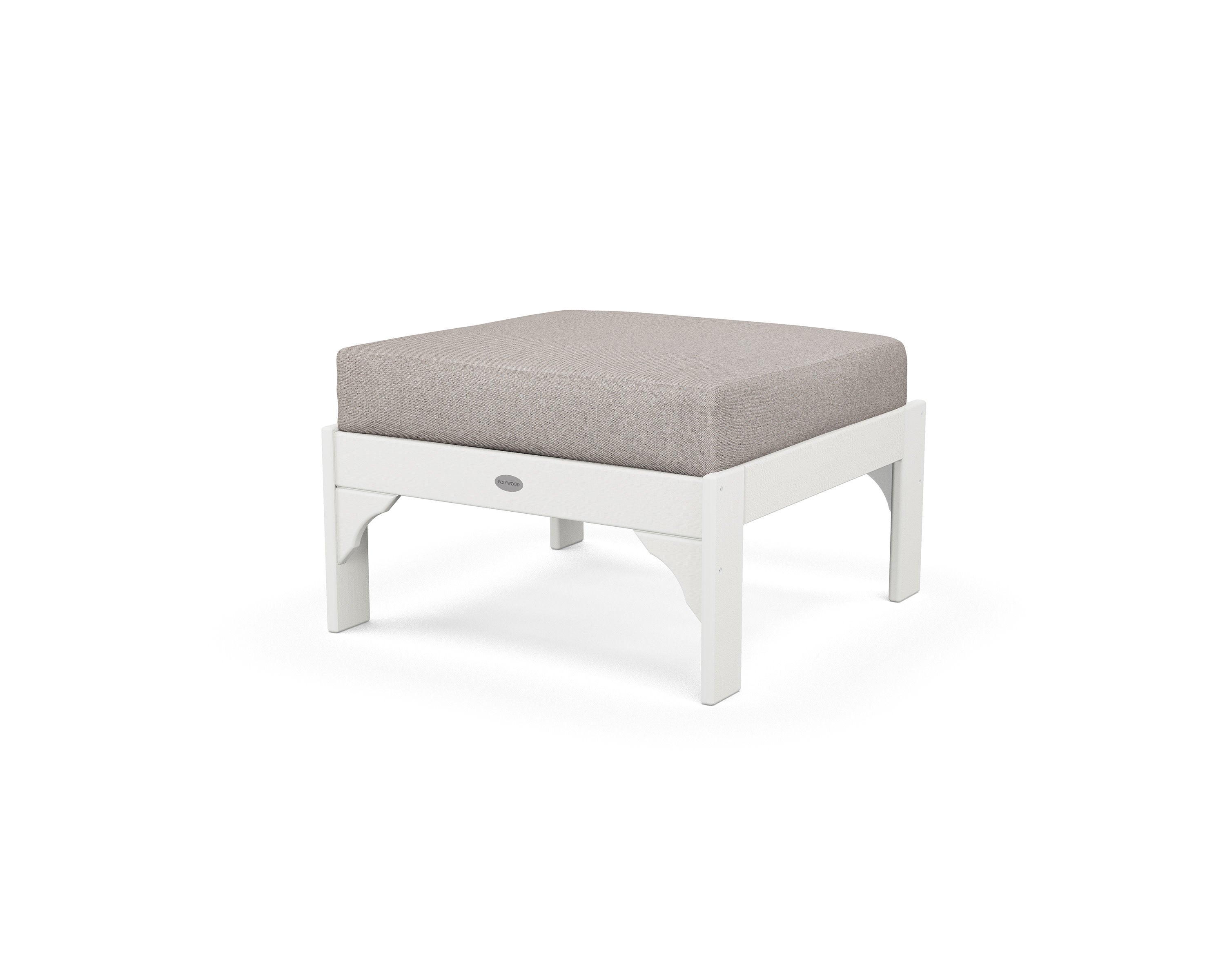 Vineyard Deep Seating Ottoman in Vintage White / Weathered Tweed