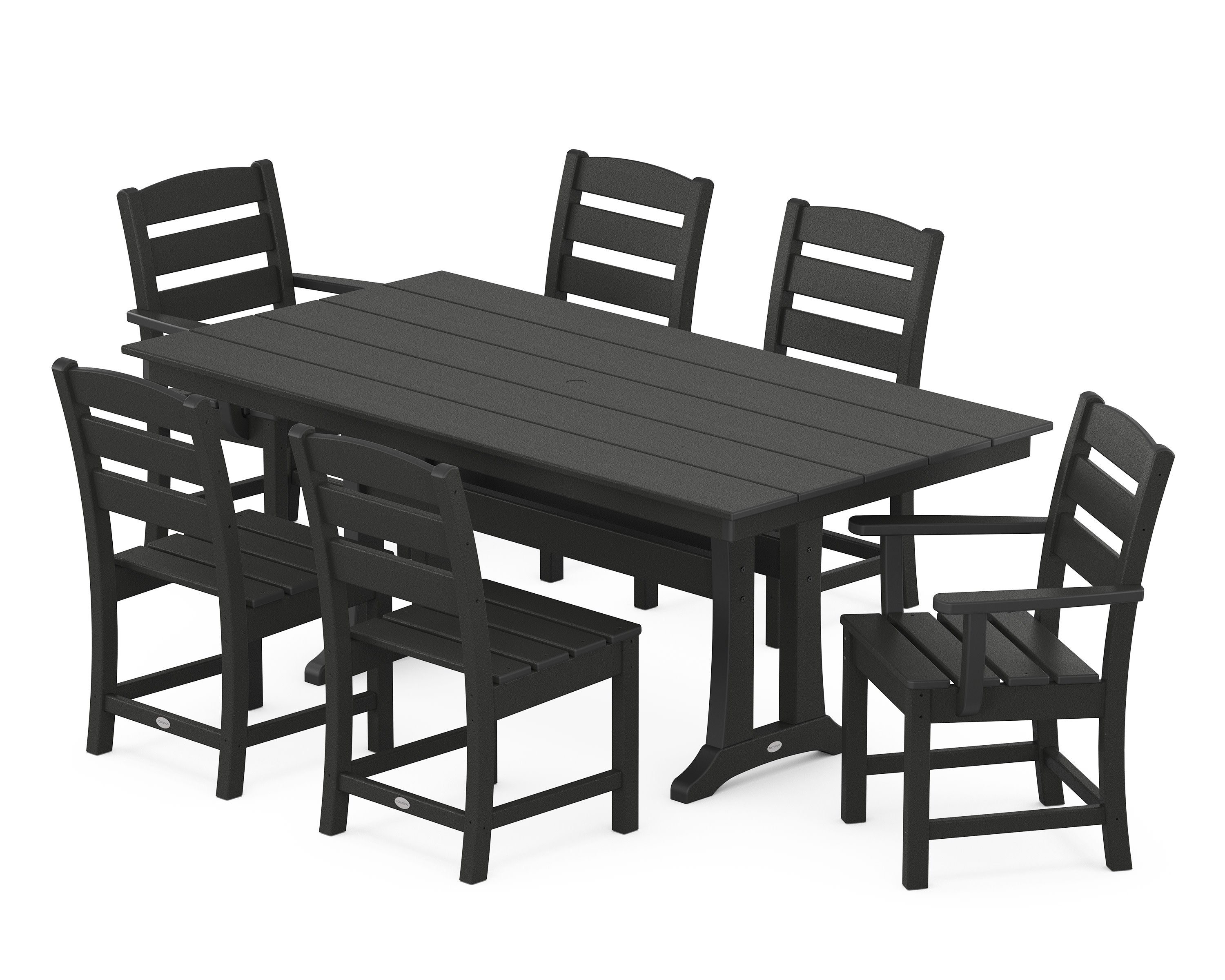 Lakeside 7-Piece Farmhouse Dining Set with Trestle Legs in Black