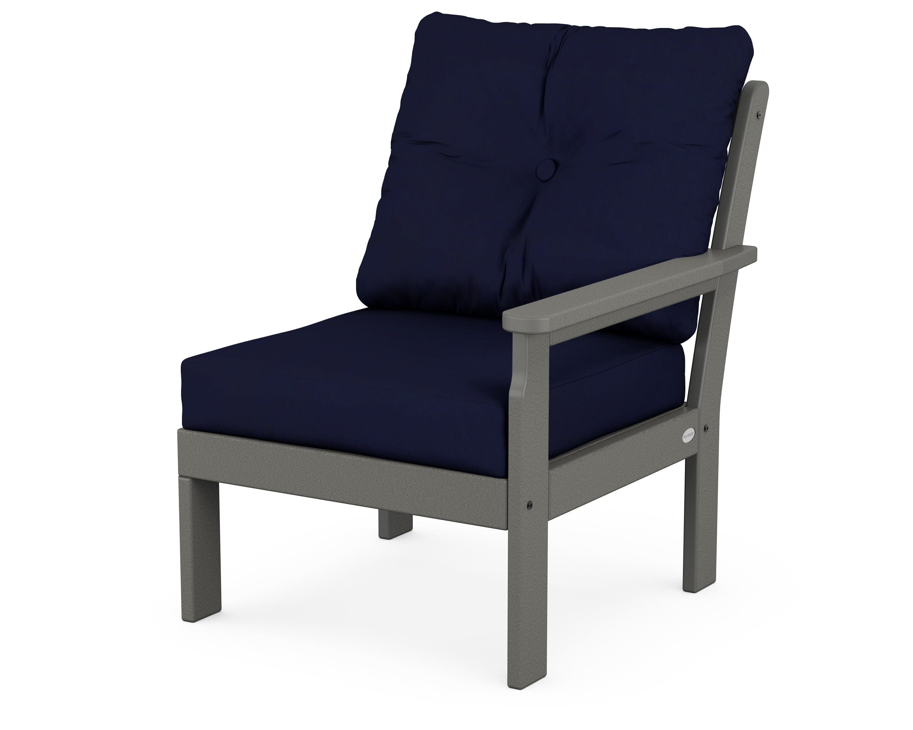 Vineyard Modular Right Arm Chair in Slate Grey / Navy