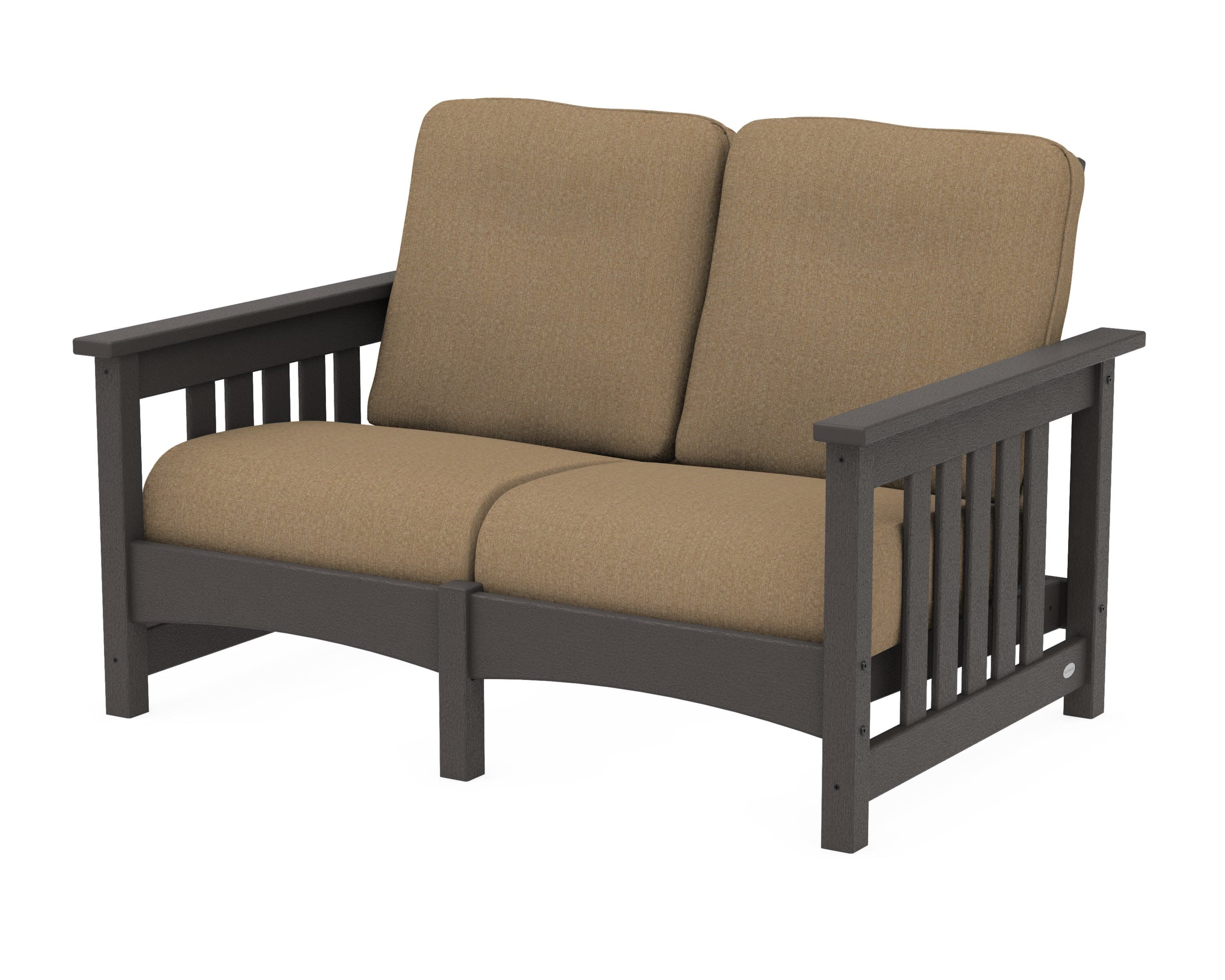 Club Mission Loveseat in Vintage Coffee / Sesame