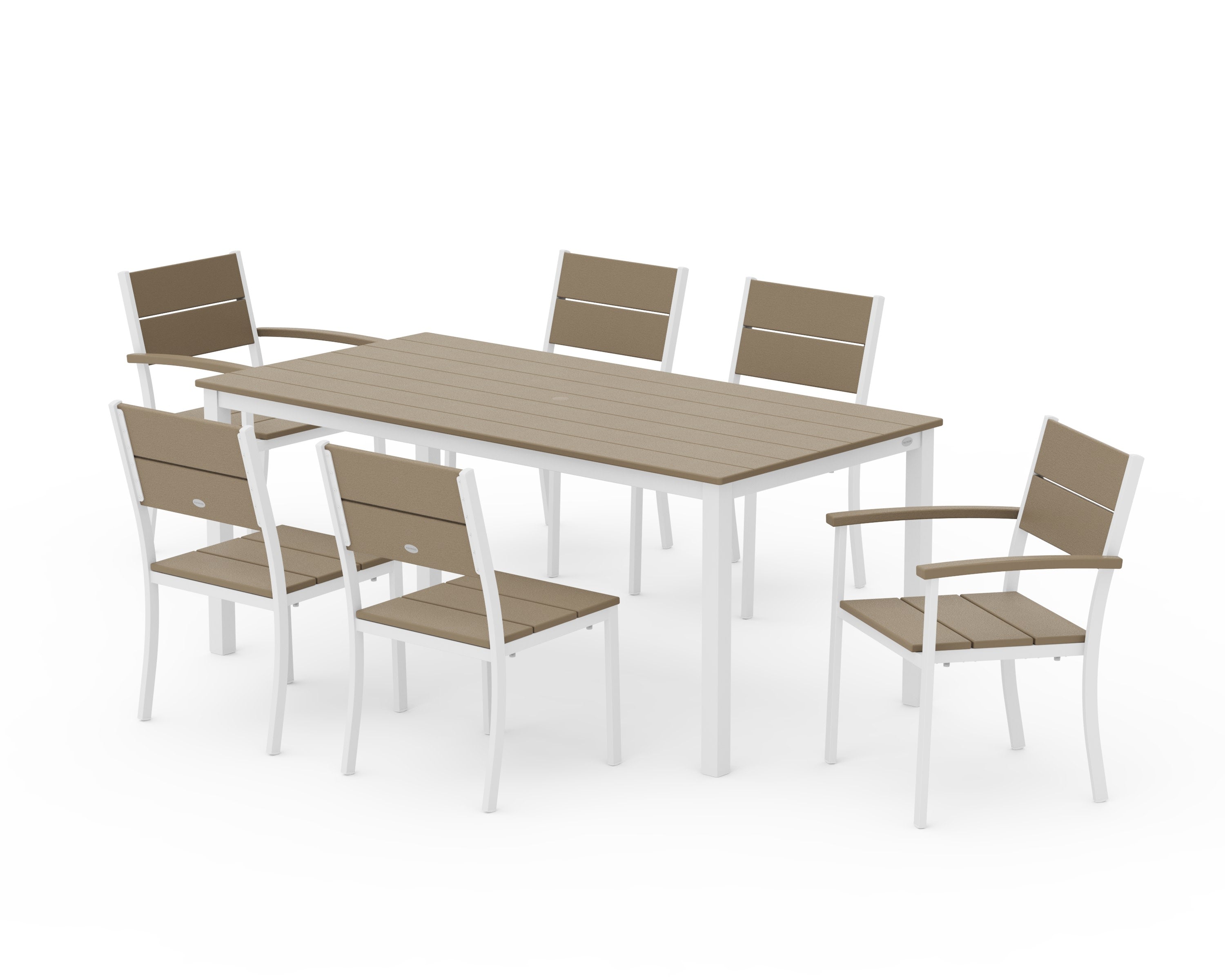 Main Street 7-Piece Dining Set in White / Vintage Sahara