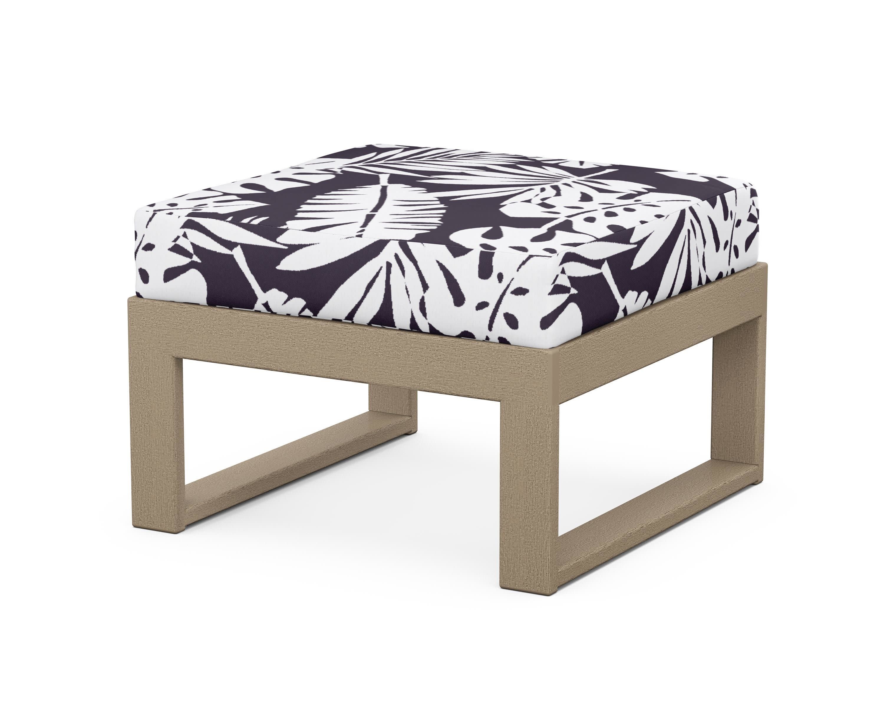 Modular Ottoman - Modern in Vintage Sahara / Leaf Navy