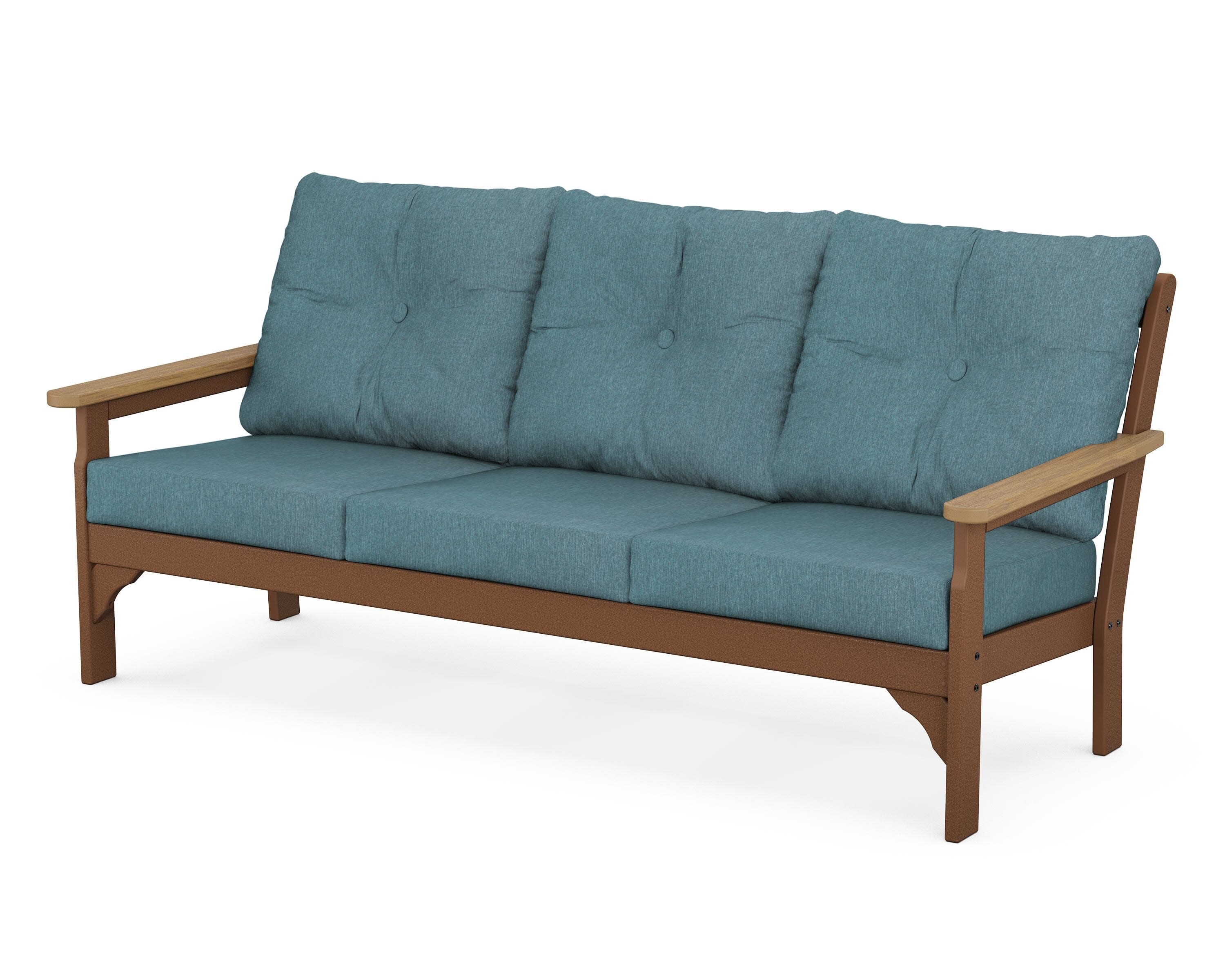 Vineyard Deep Seating Sofa in Teak / Natural / Ocean Teal
