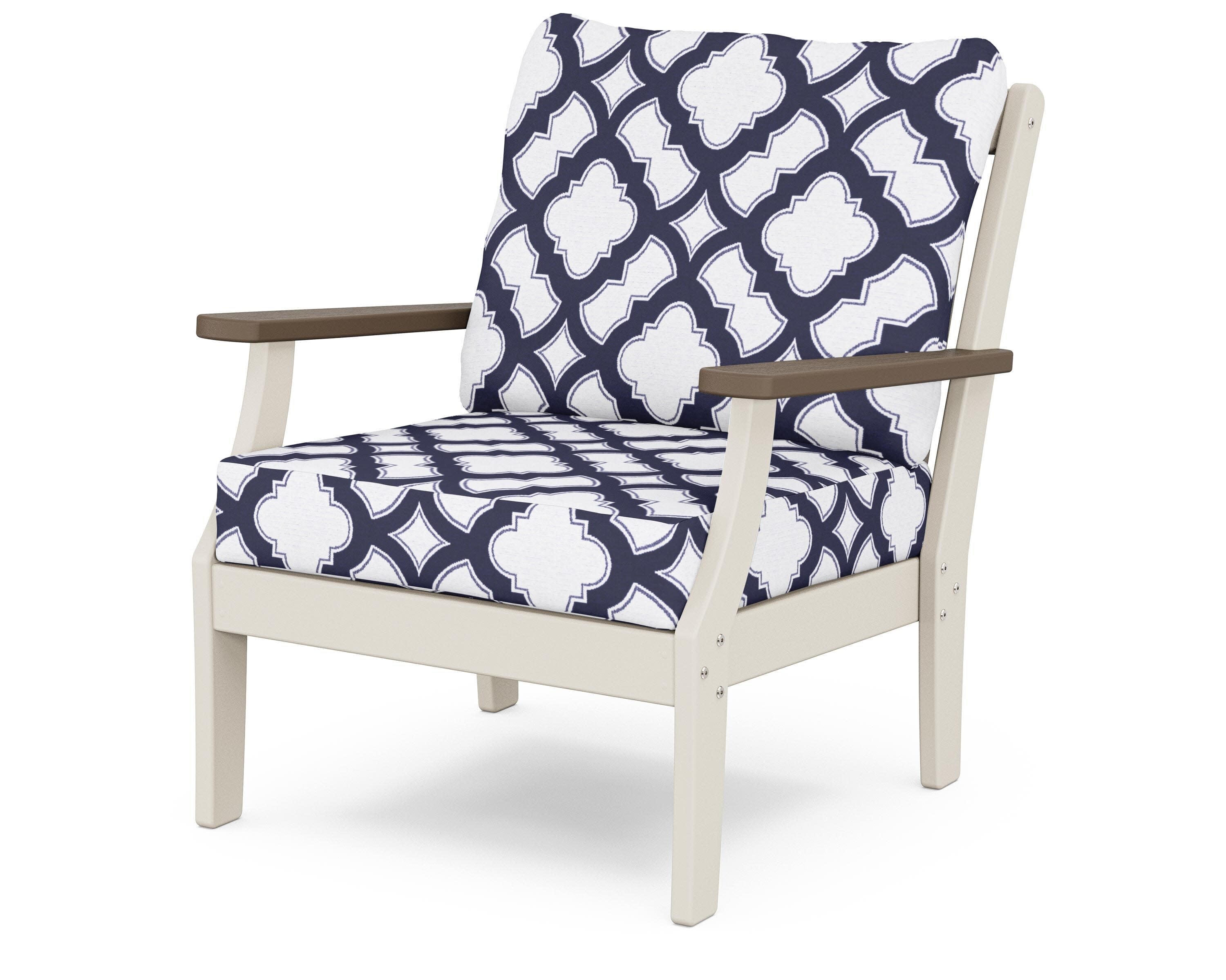 Braxton Deep Seating Chair in Sand / Kona / Trellis Navy