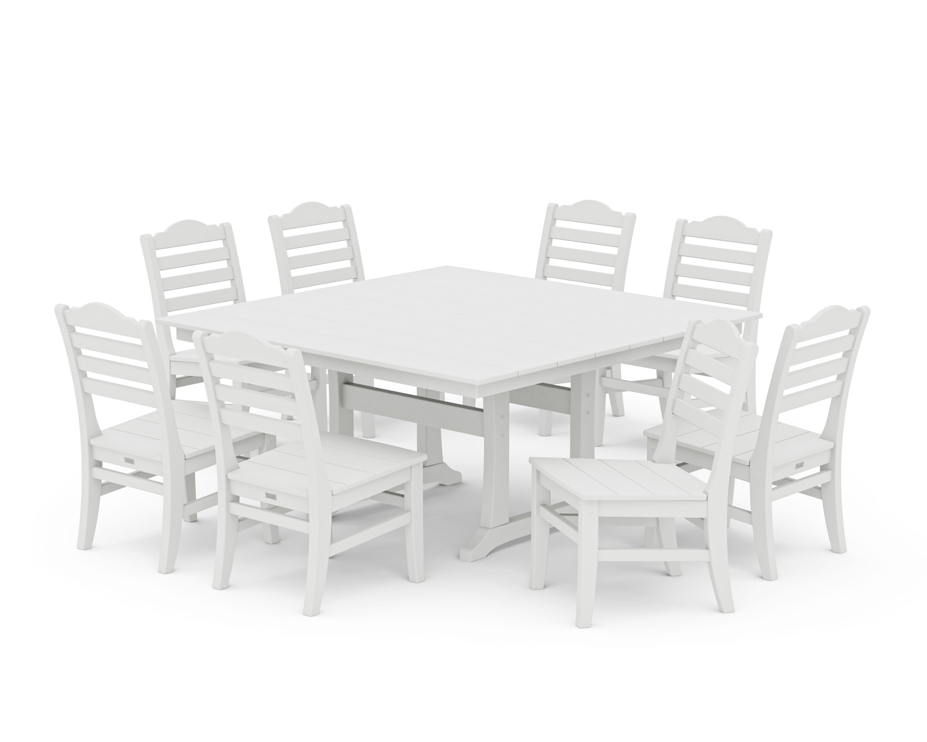 Savannah Side Chair 9-Piece Square Farmhouse Dining Set with Trestle Legs in Vintage White