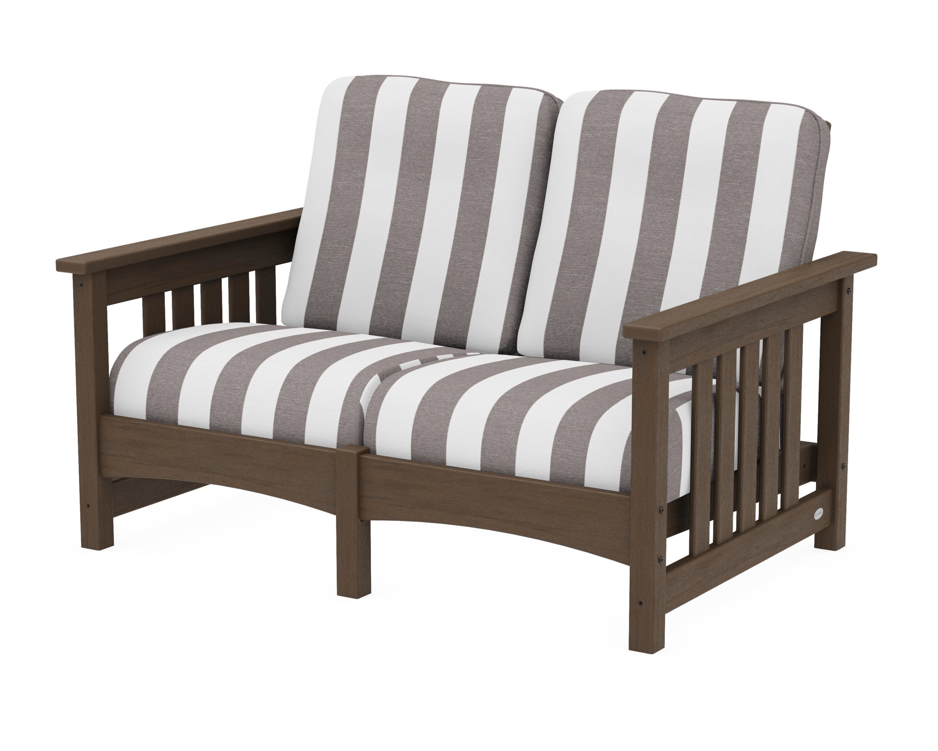 Club Mission Loveseat in Kona / Cabana Stripe Grey Mist