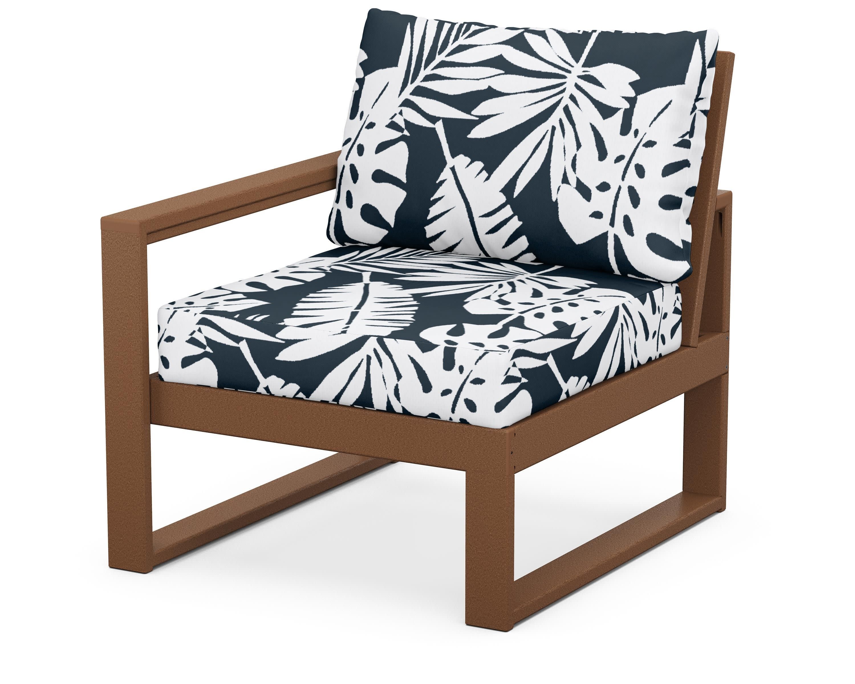 EDGE Modular Left Arm Chair in Teak / Leaf Marine Indigo