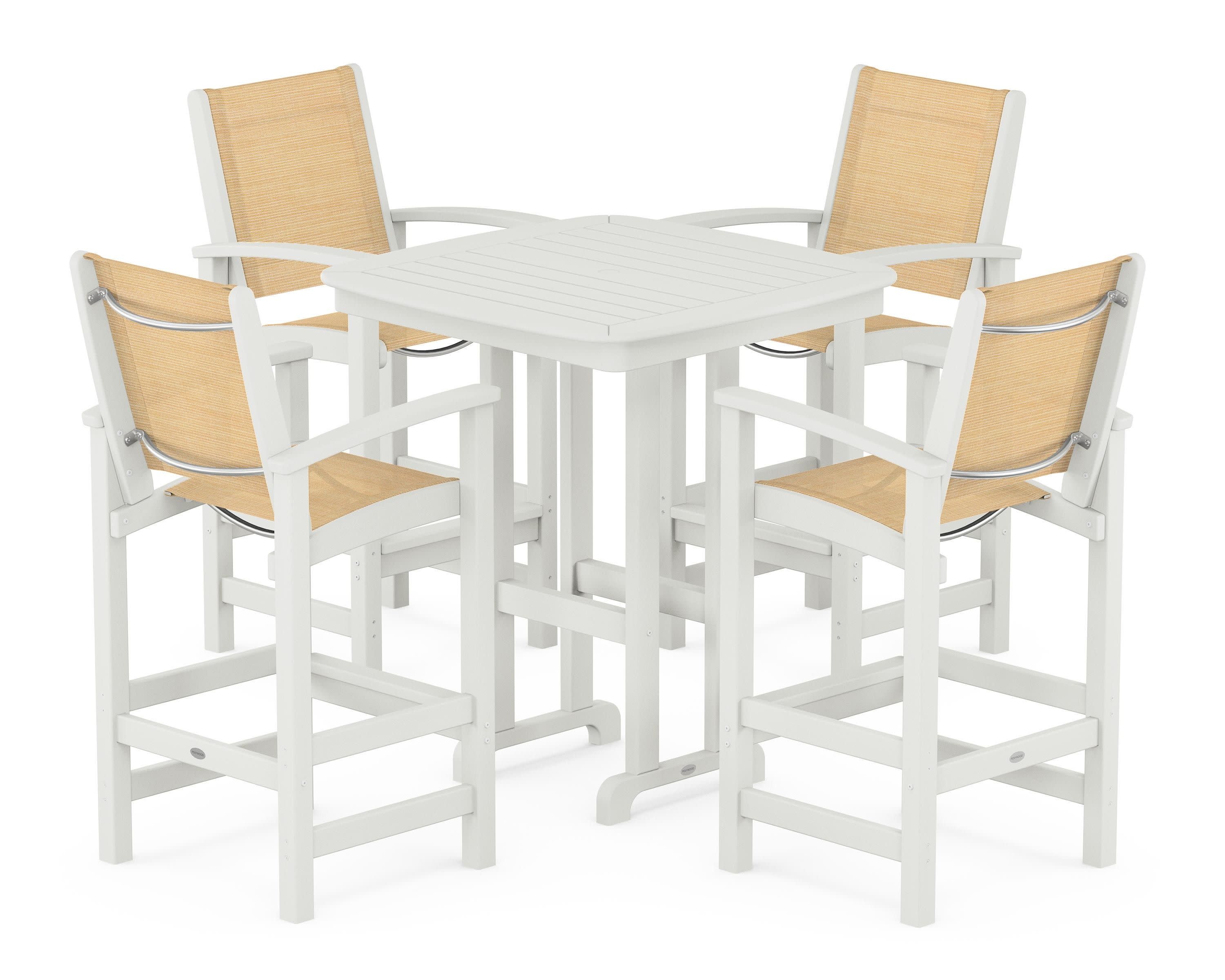 Coastal 5-Piece Bar Set in Vintage White / Dupioni Apricot Sling