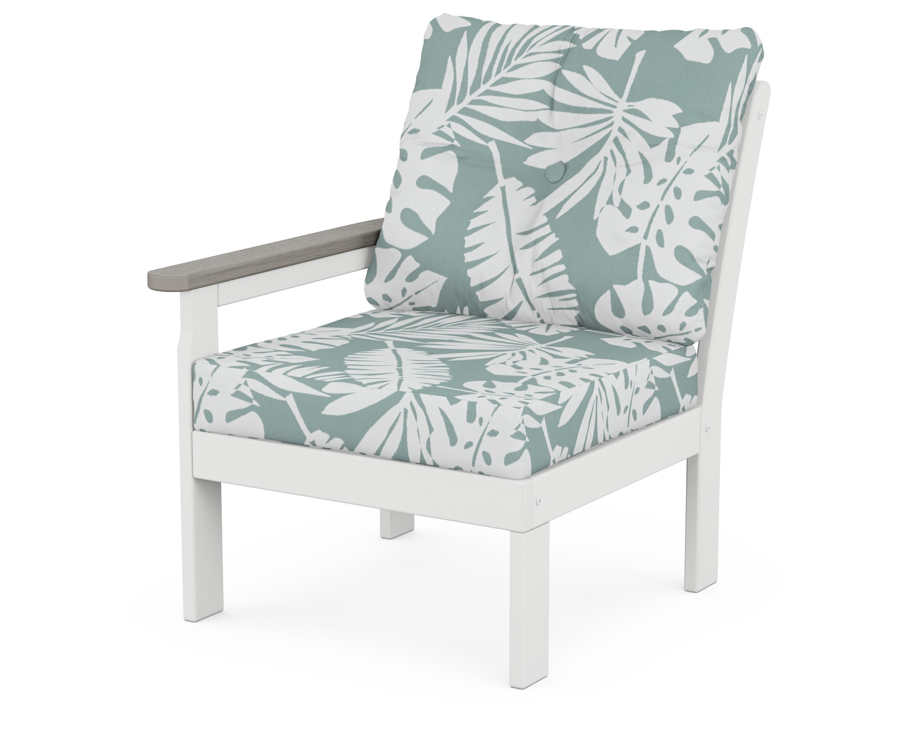 Vineyard Modular Left Arm Chair in White / Driftwood / Leaf Glacier Spa