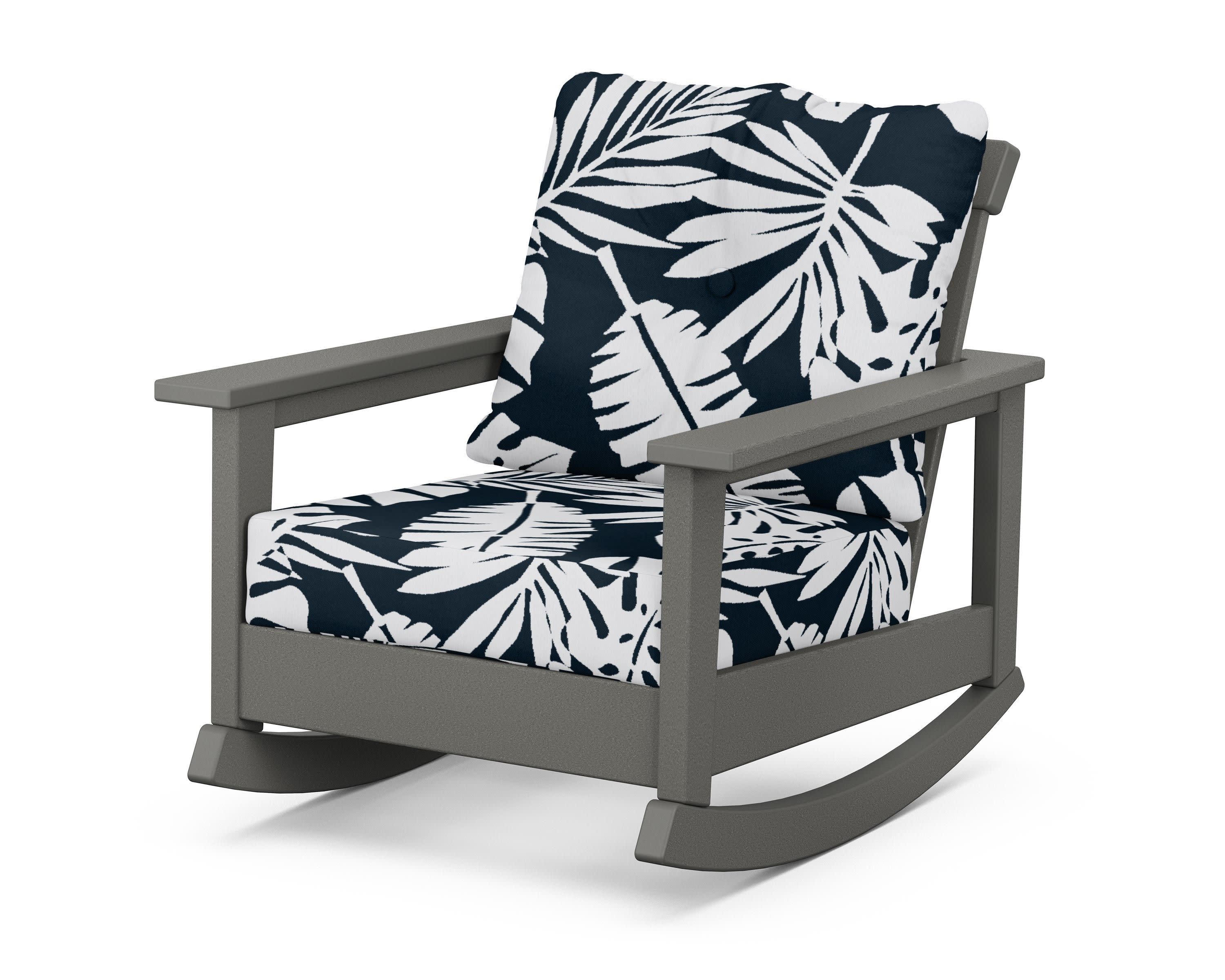 Prescott Deep Seating Rocking Chair in Slate Grey / Leaf Marine Indigo