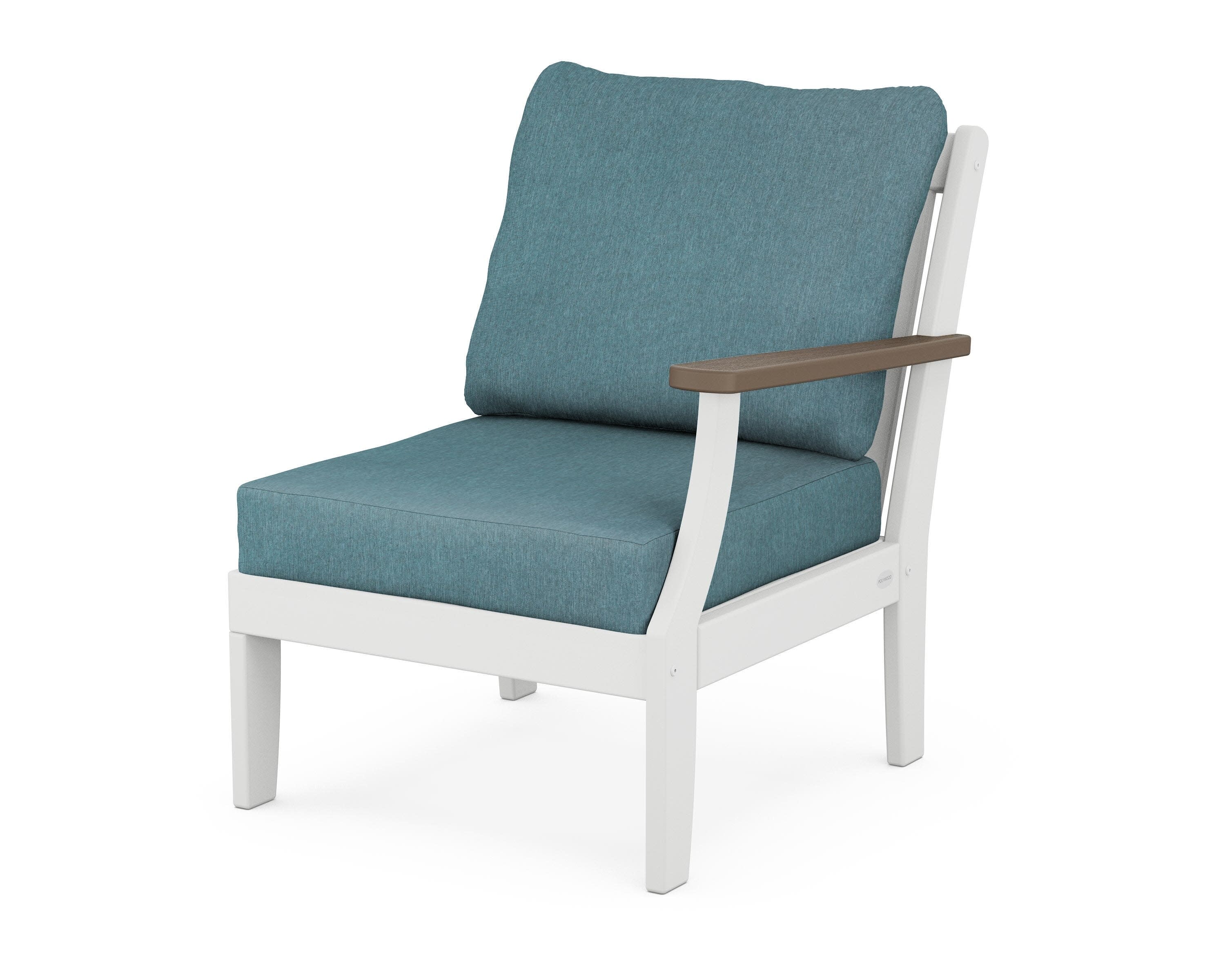 Braxton Modular Right Arm Chair in White / Kona / Ocean Teal