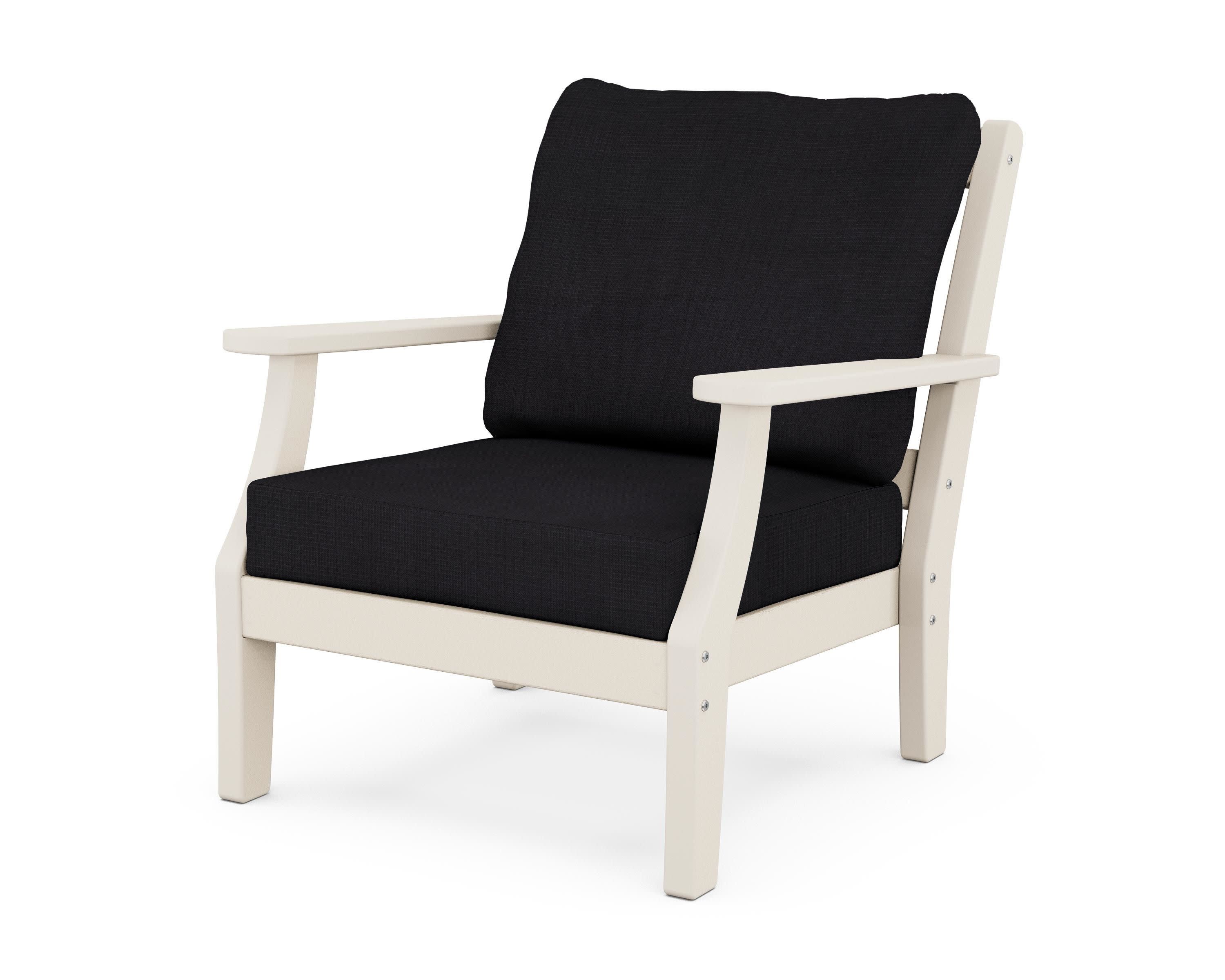 Chinoiserie Deep Seating Chair in Sand / Midnight Linen