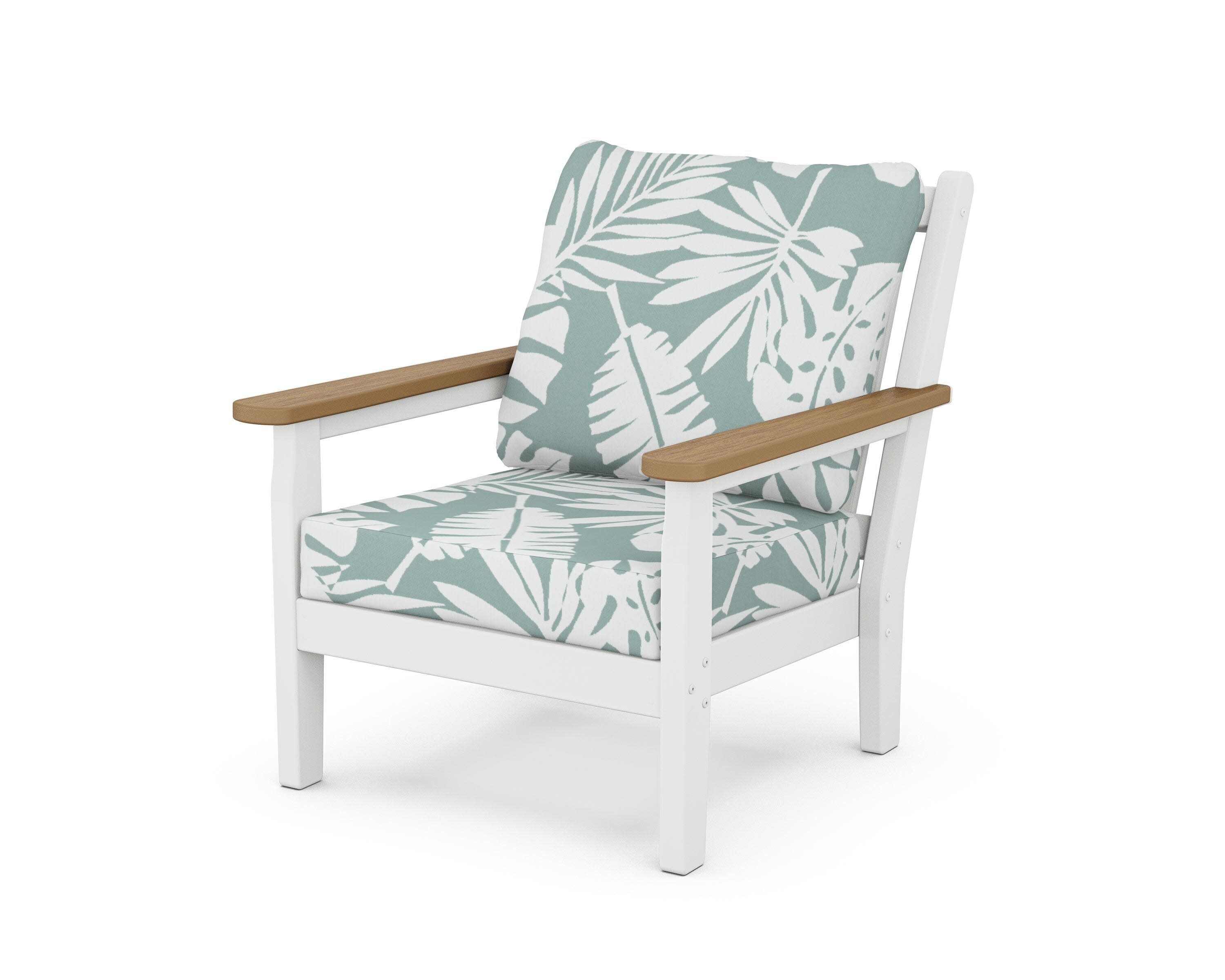 Chippendale Deep Seating Chair in White / Natural / Leaf Glacier Spa