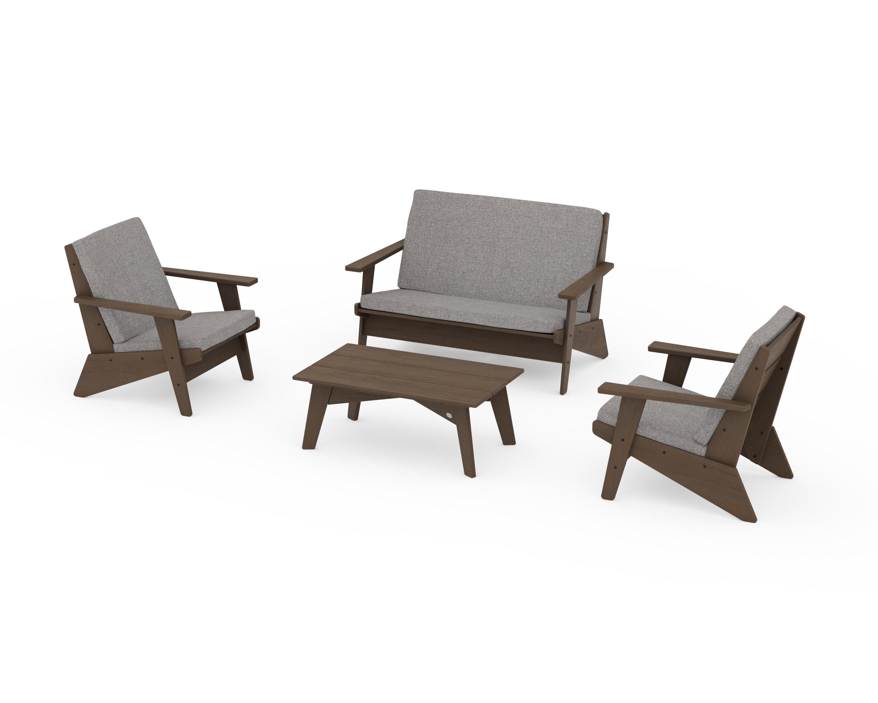 Riviera Modern Lounge 4-Piece Set in Kona / Grey Mist