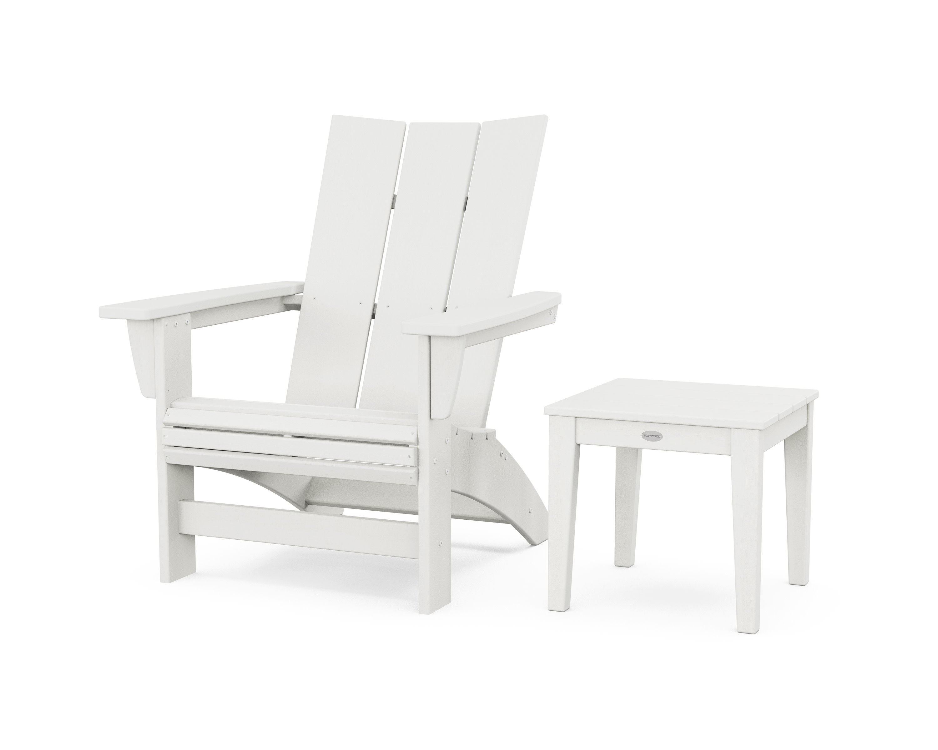 Modern Grand Adirondack Chair with Side Table in Vintage White