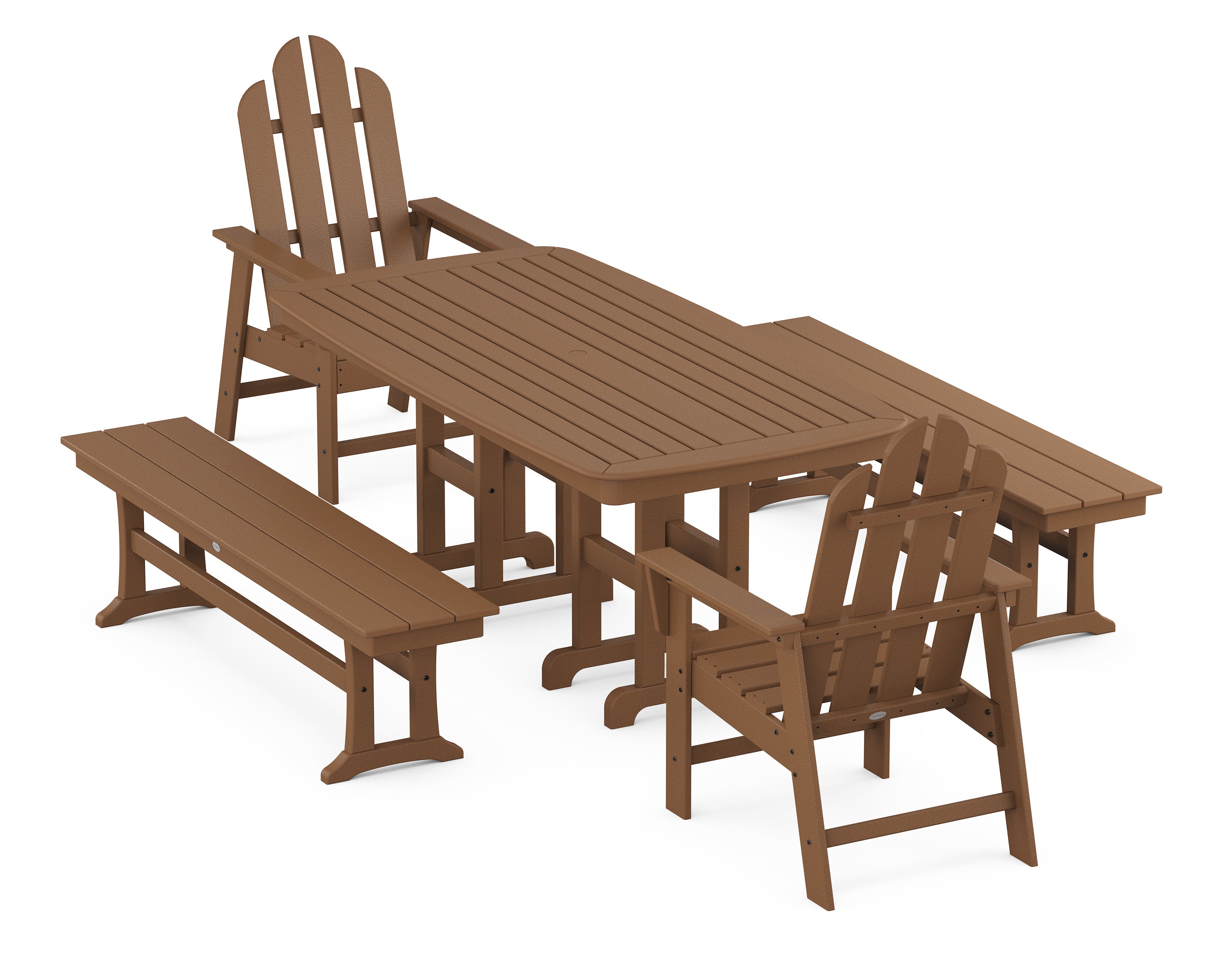 Long Island 5-Piece Dining Set with Benches in Teak