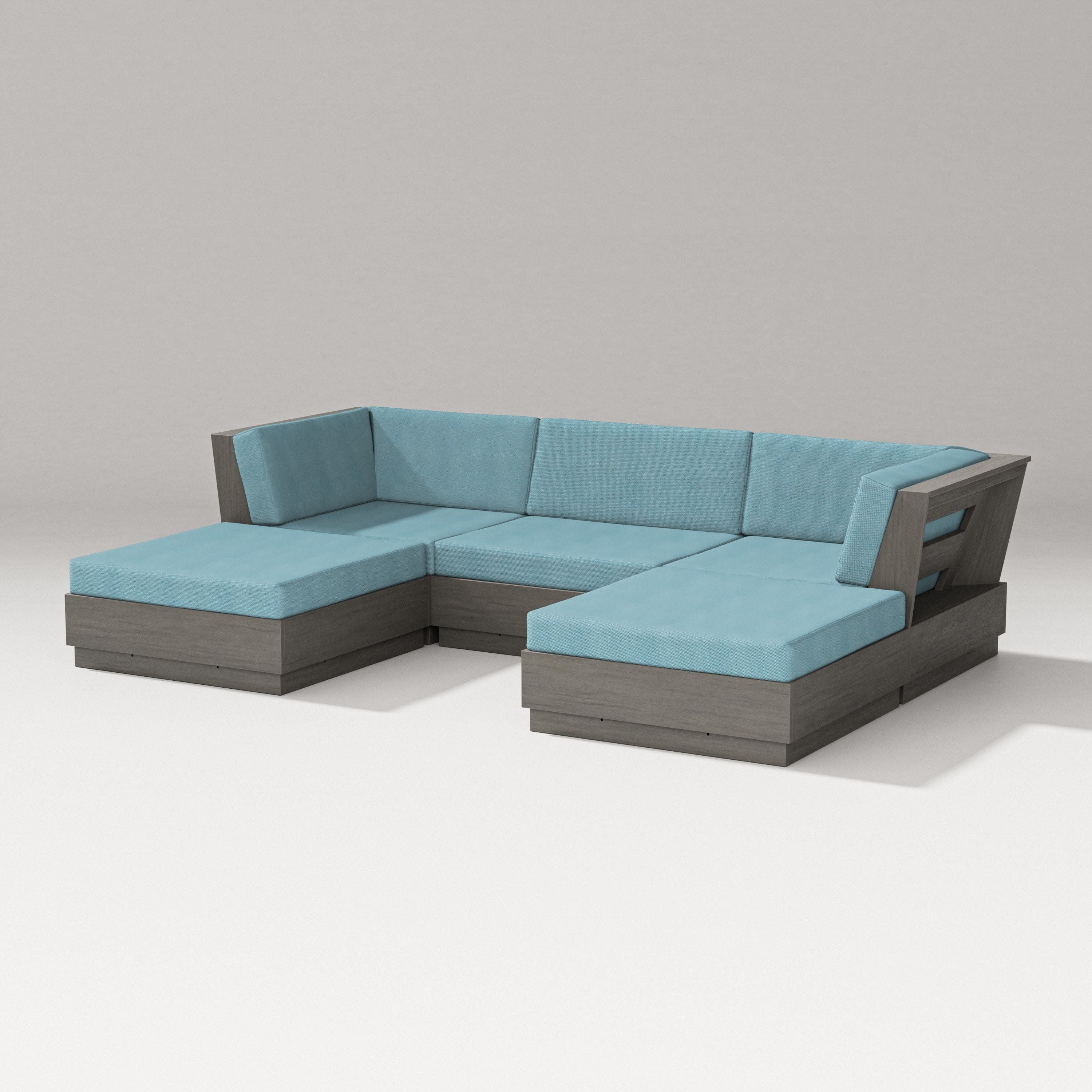 Elevate Double Chaise Sectional in Driftwood / Lattice Sky Blue