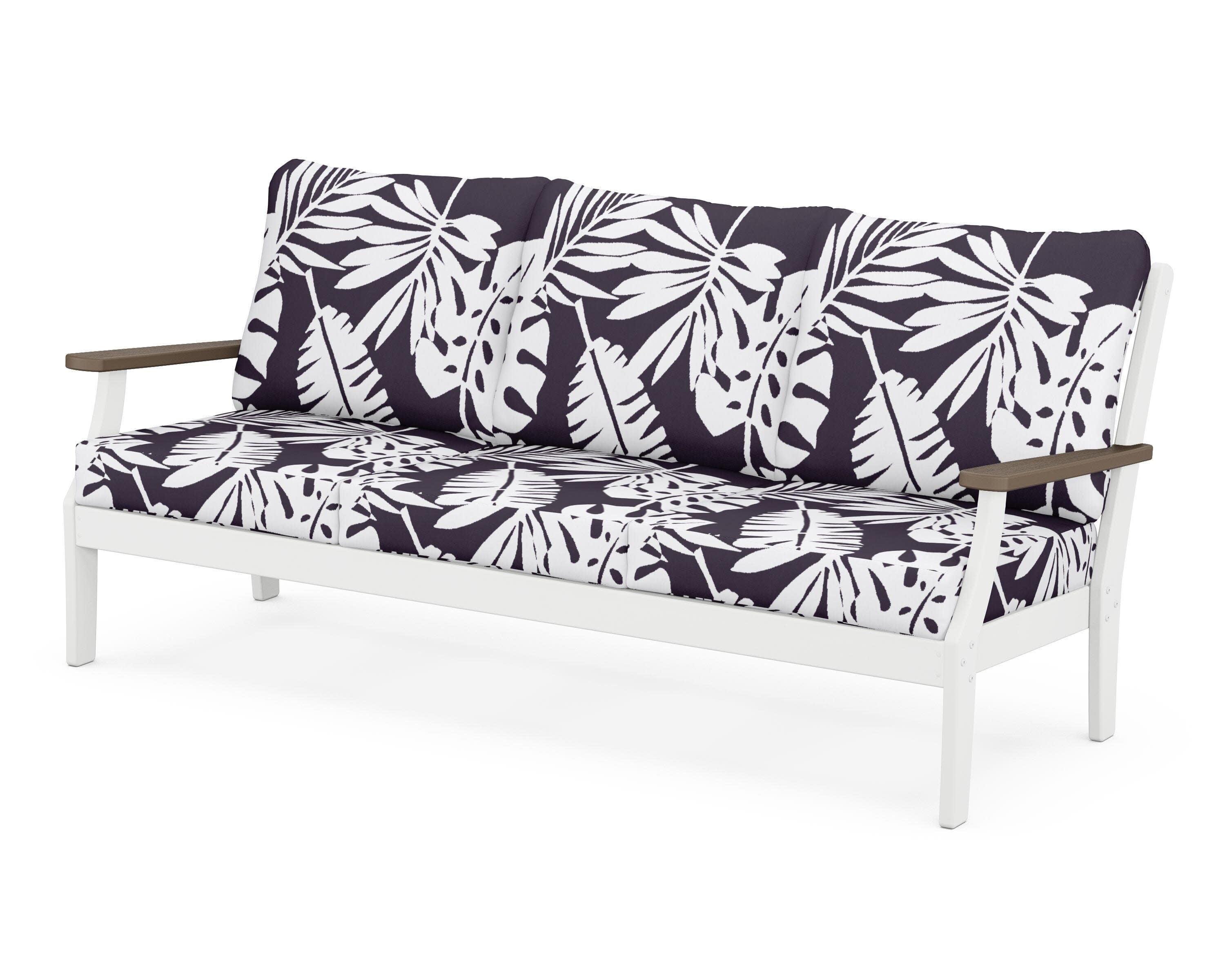 Braxton Deep Seating Sofa in White / Kona / Leaf Navy