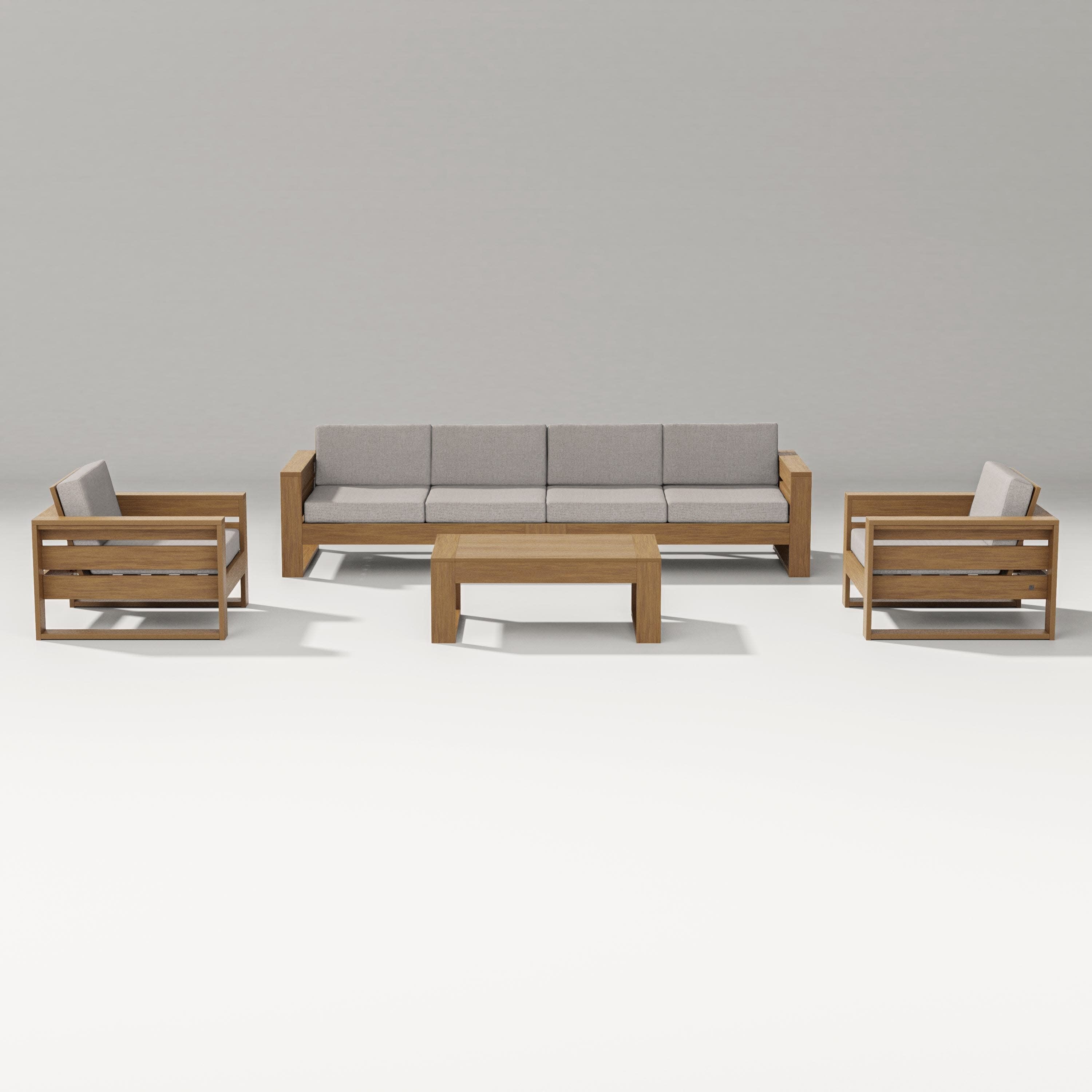 Latitude 5-Piece Lounge Sofa Set in Natural / Weathered Tweed