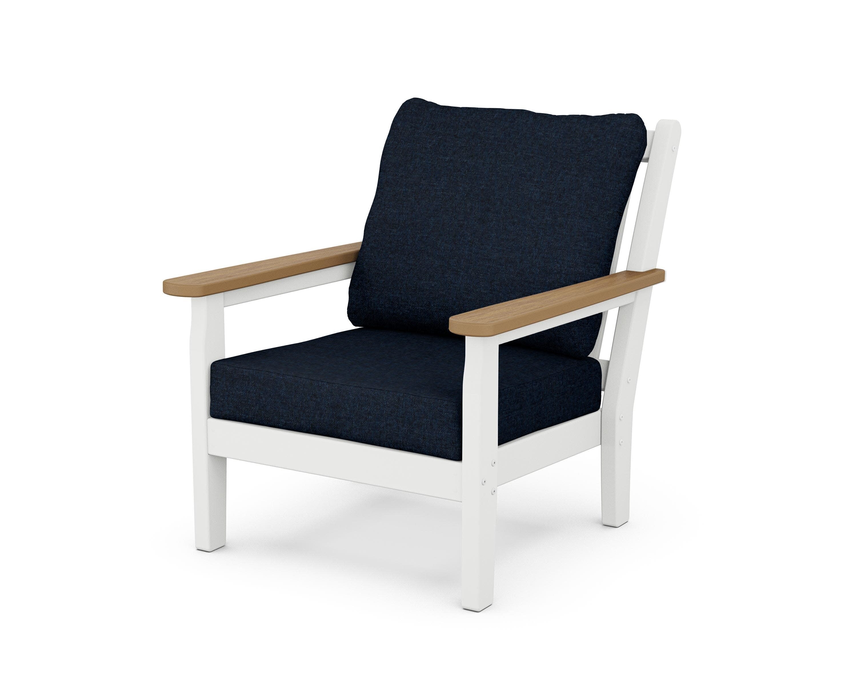 Chippendale Deep Seating Chair in White / Natural / Marine Indigo