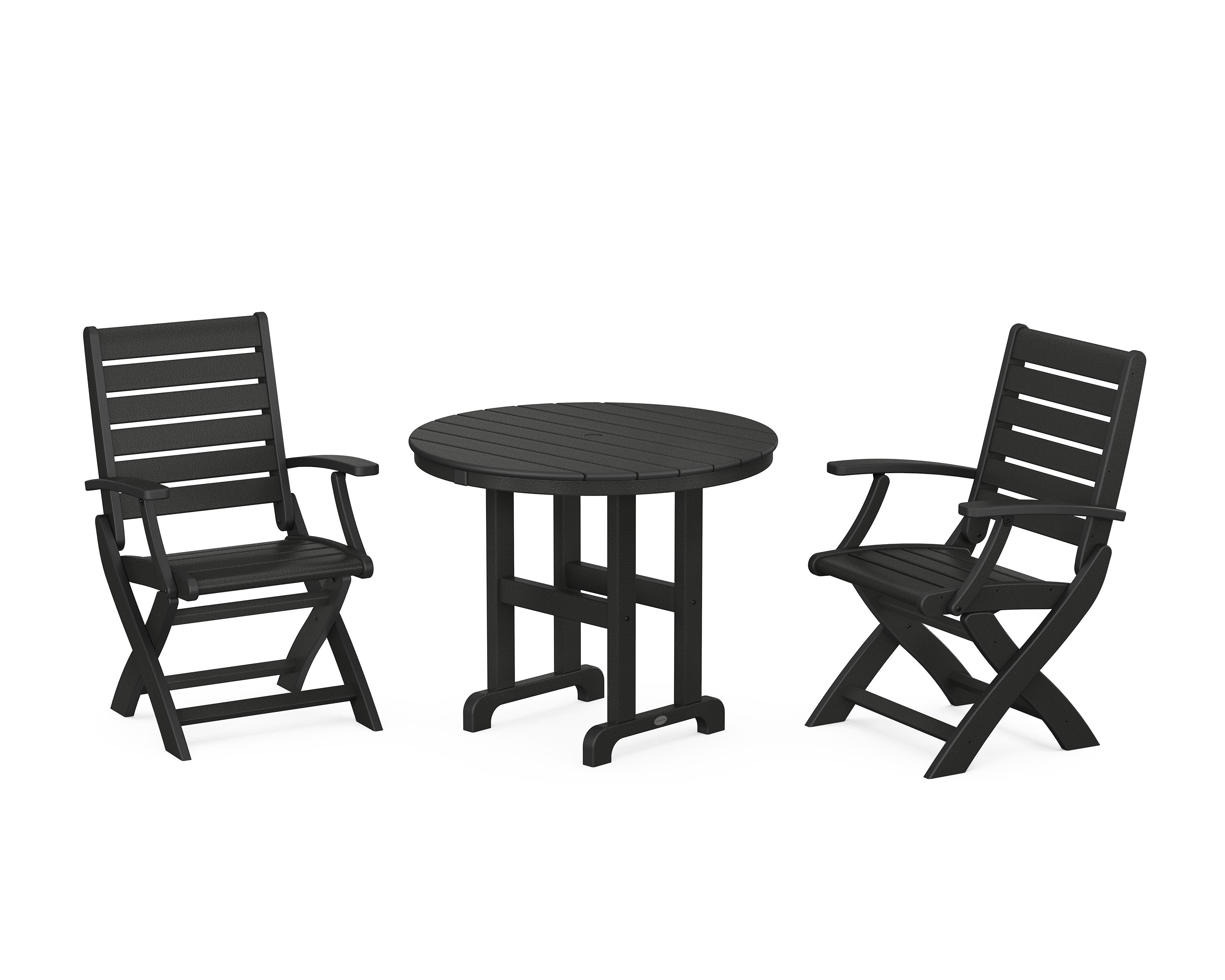 Signature Folding Chair 3-Piece Round Farmhouse Dining Set in Black