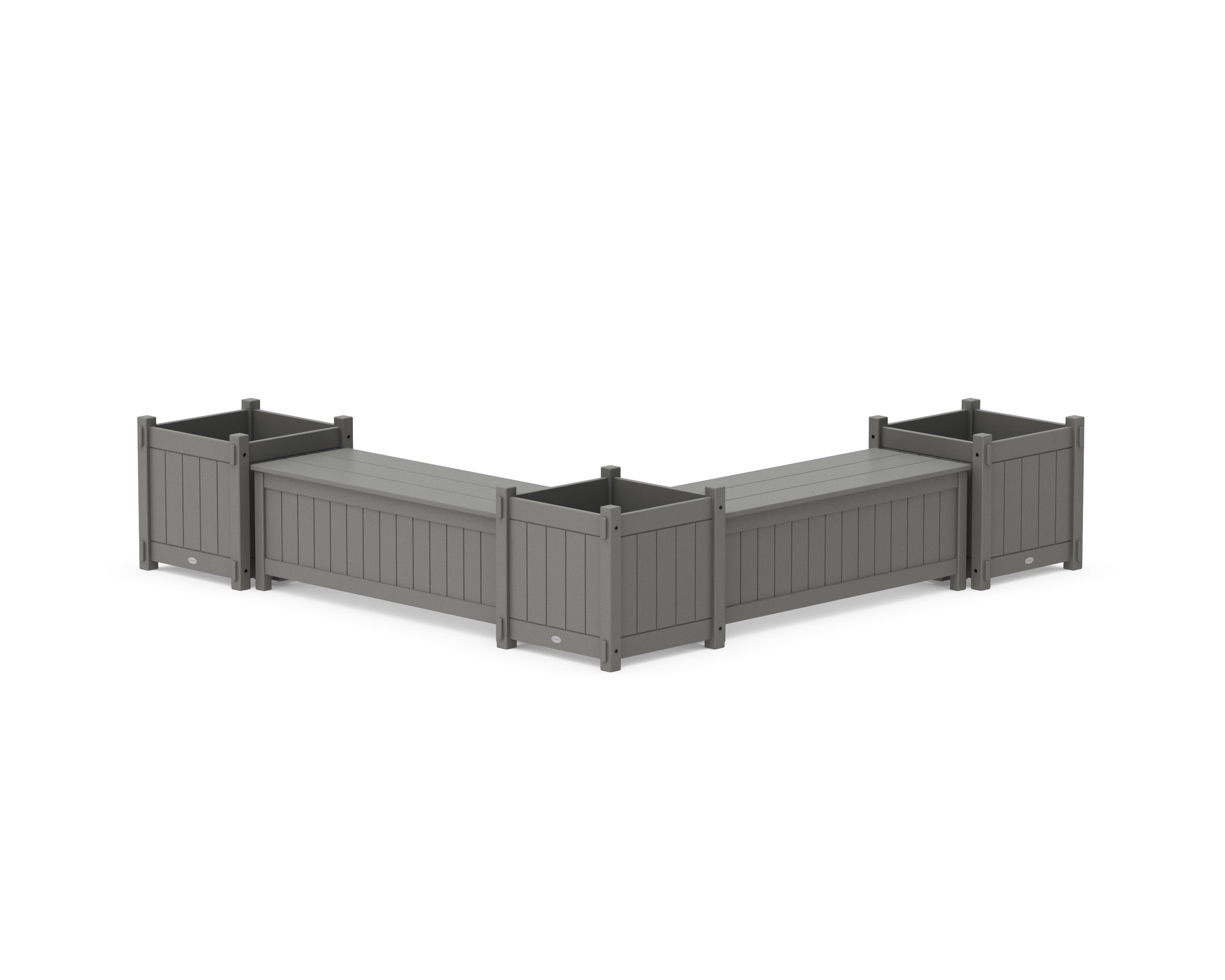 48" Vineyard L- Shaped Planter Storage Bench Corner Set- Large in Slate Grey