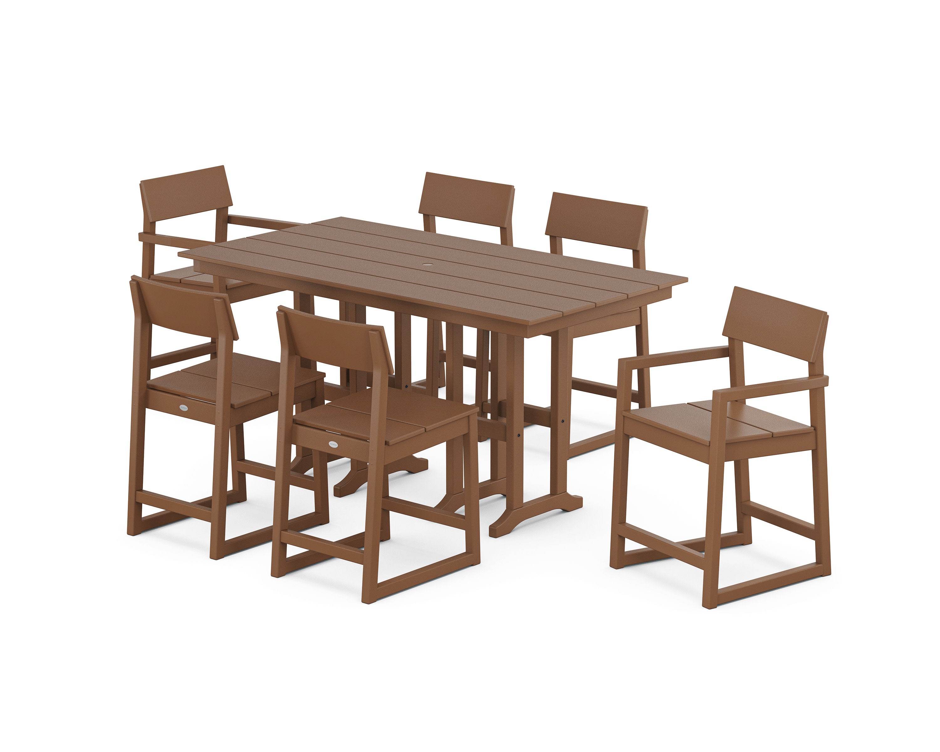 EDGE 7-Piece Farmhouse Counter Set in Teak
