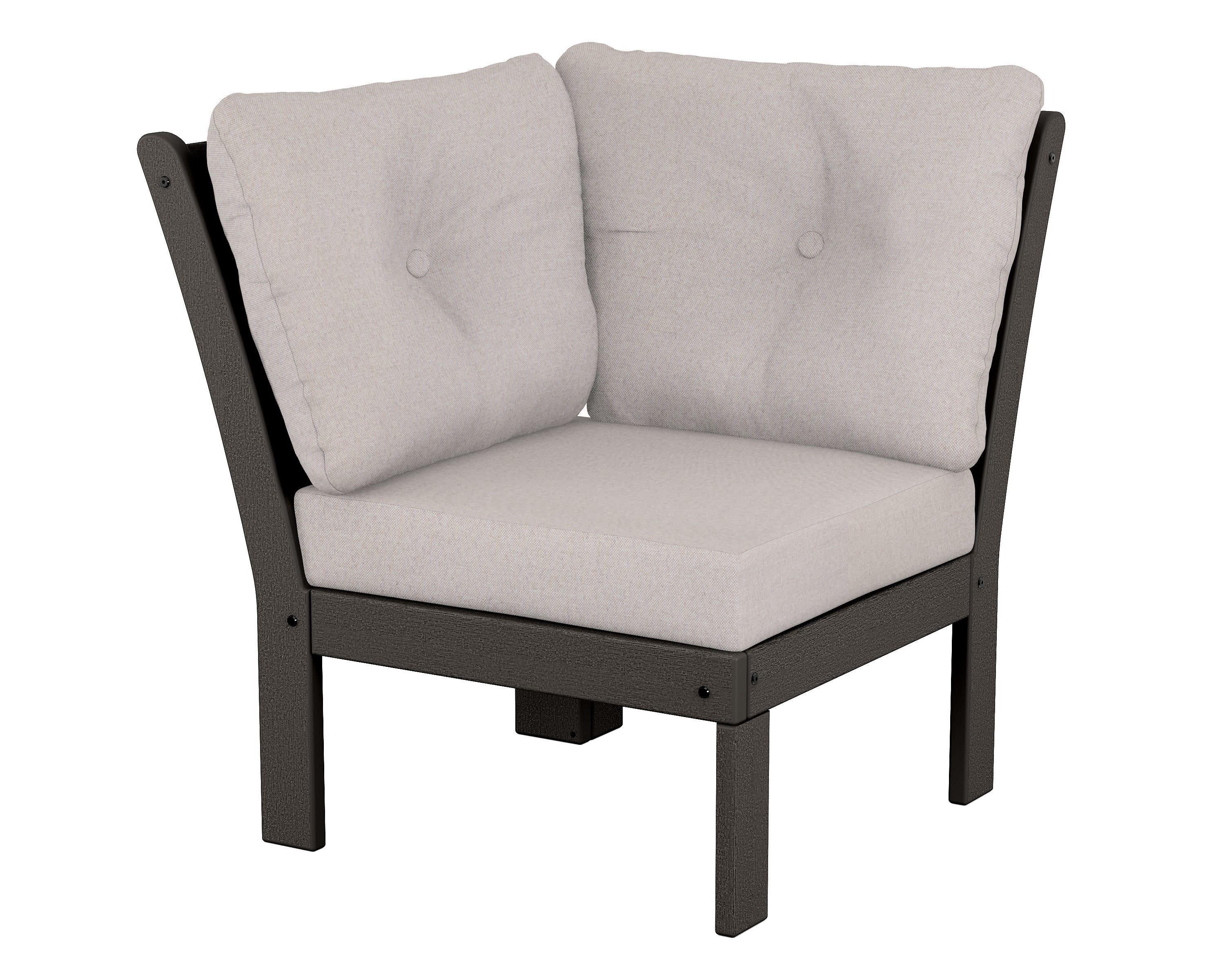 Vineyard Modular Corner Chair in Vintage Coffee / Dune Burlap