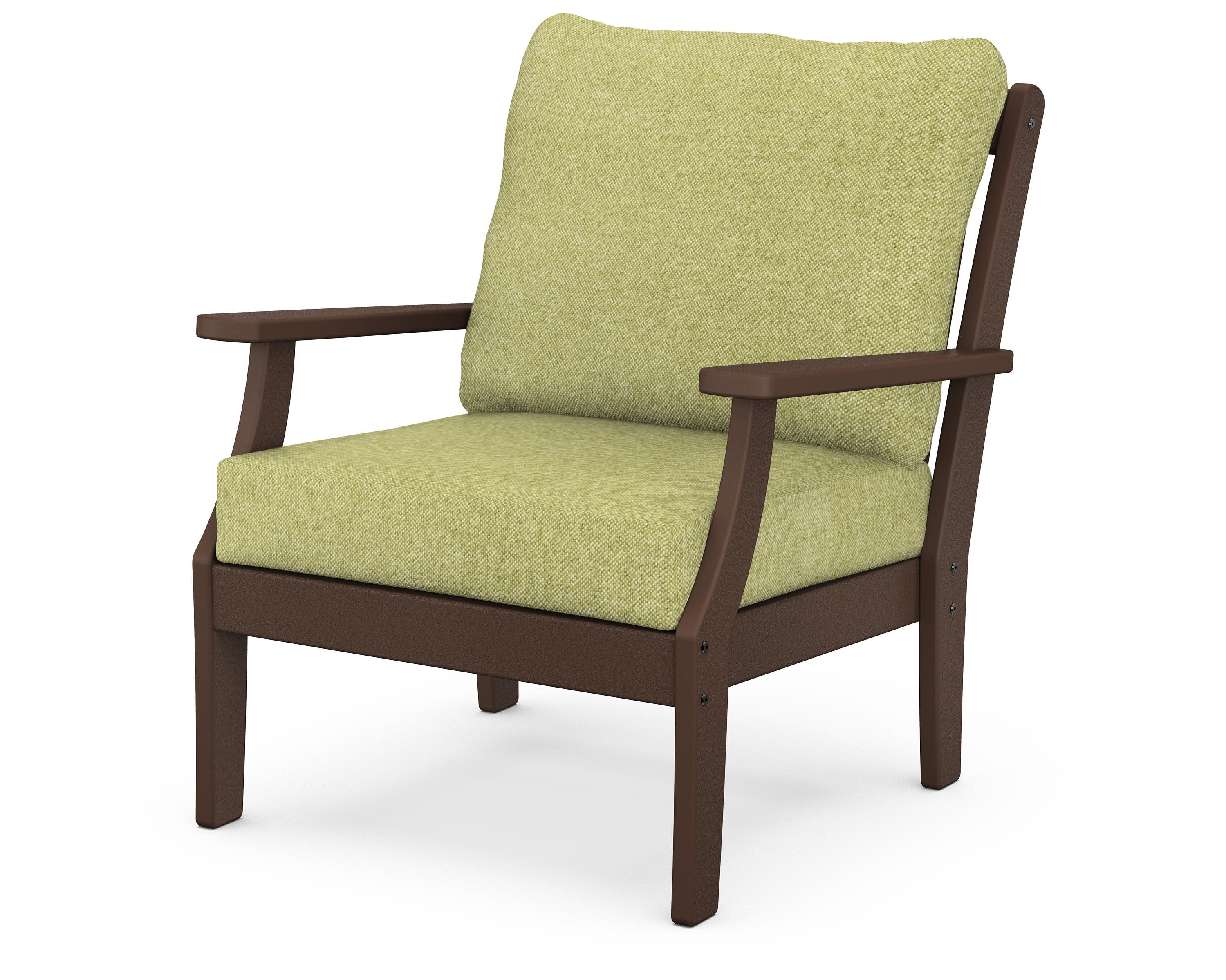Braxton Deep Seating Chair in Mahogany / Chartreuse Boucle