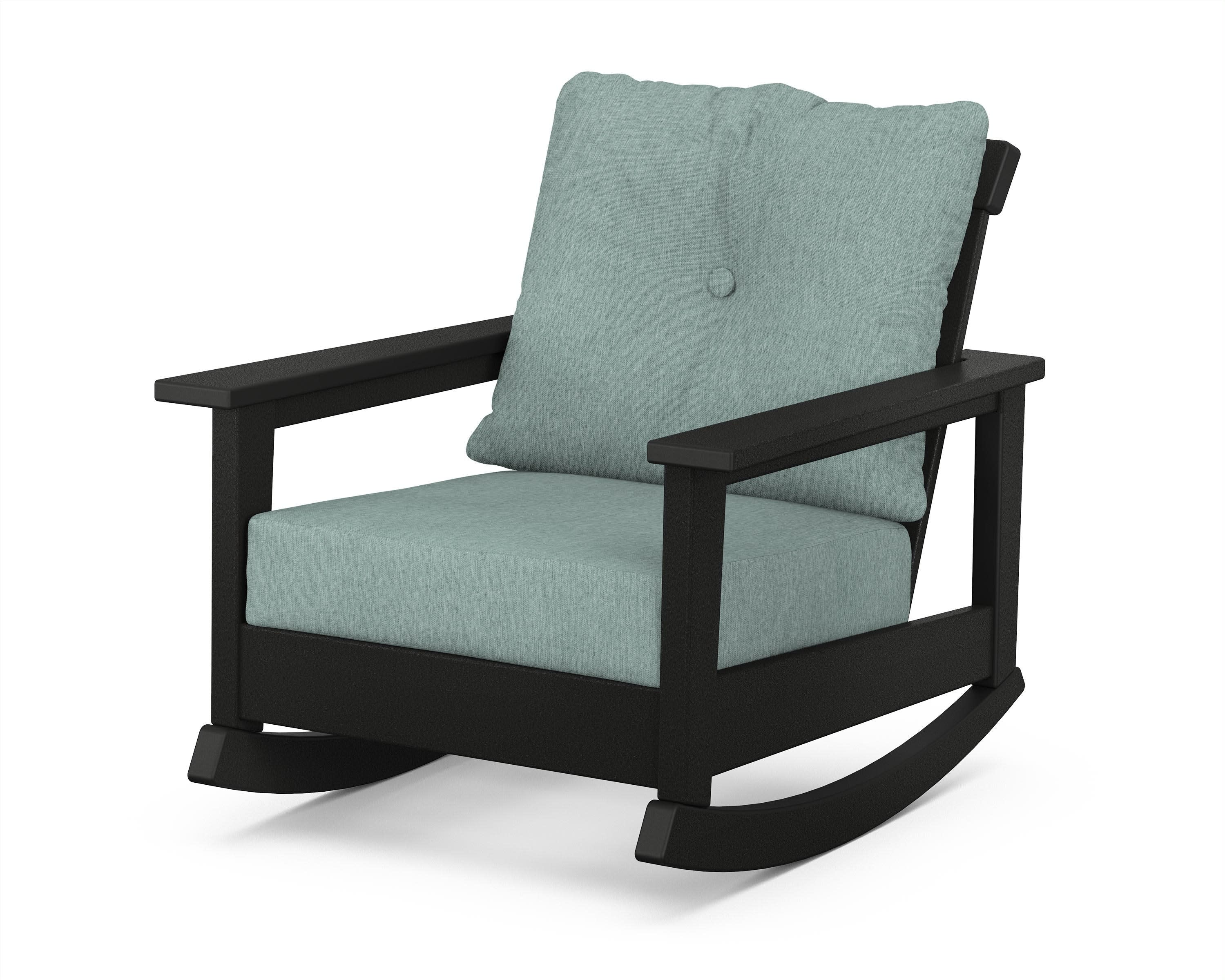 Prescott Deep Seating Rocking Chair in Black / Glacier Spa