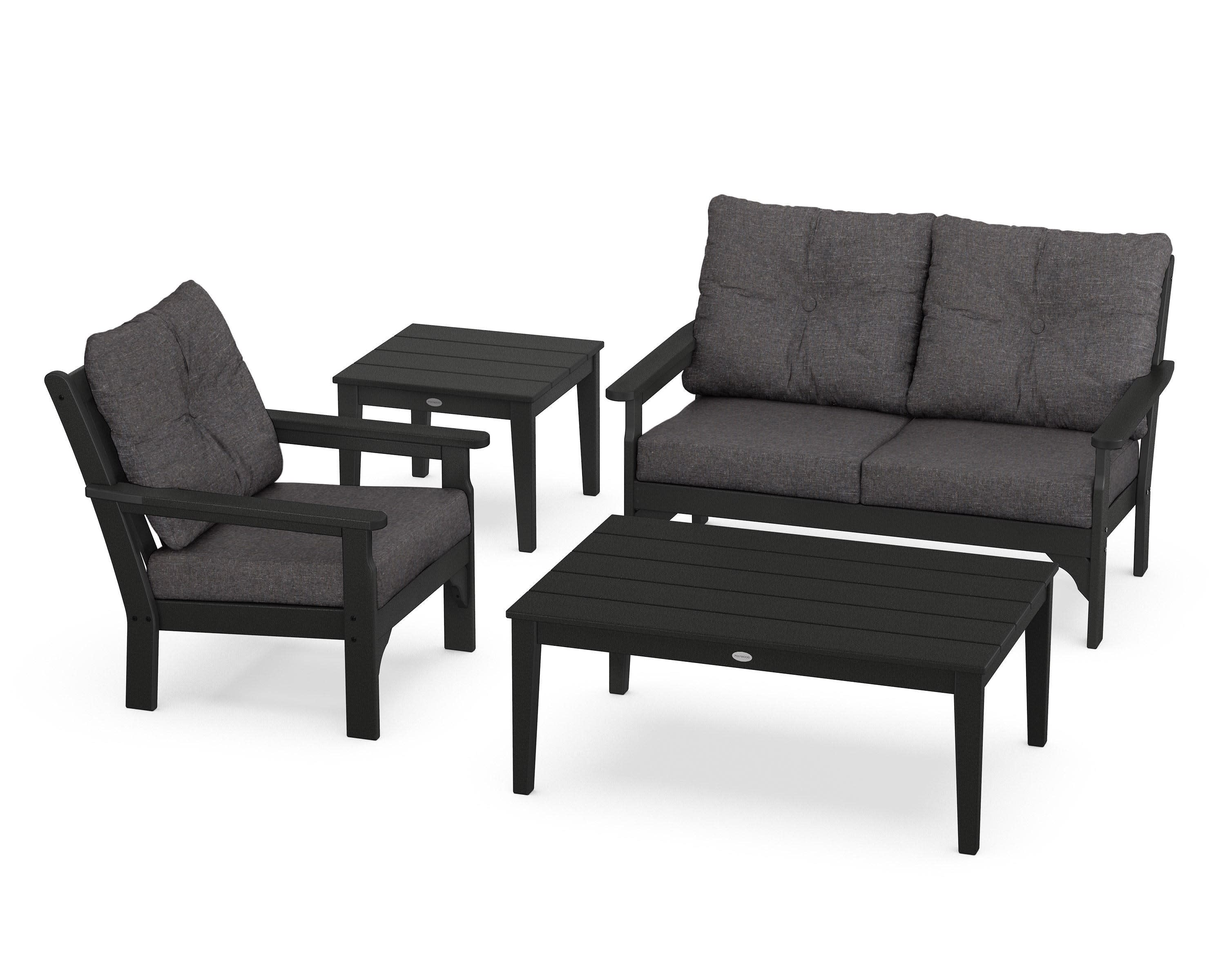 Vineyard 4-Piece Deep Seating Set in Black / Ash Charcoal