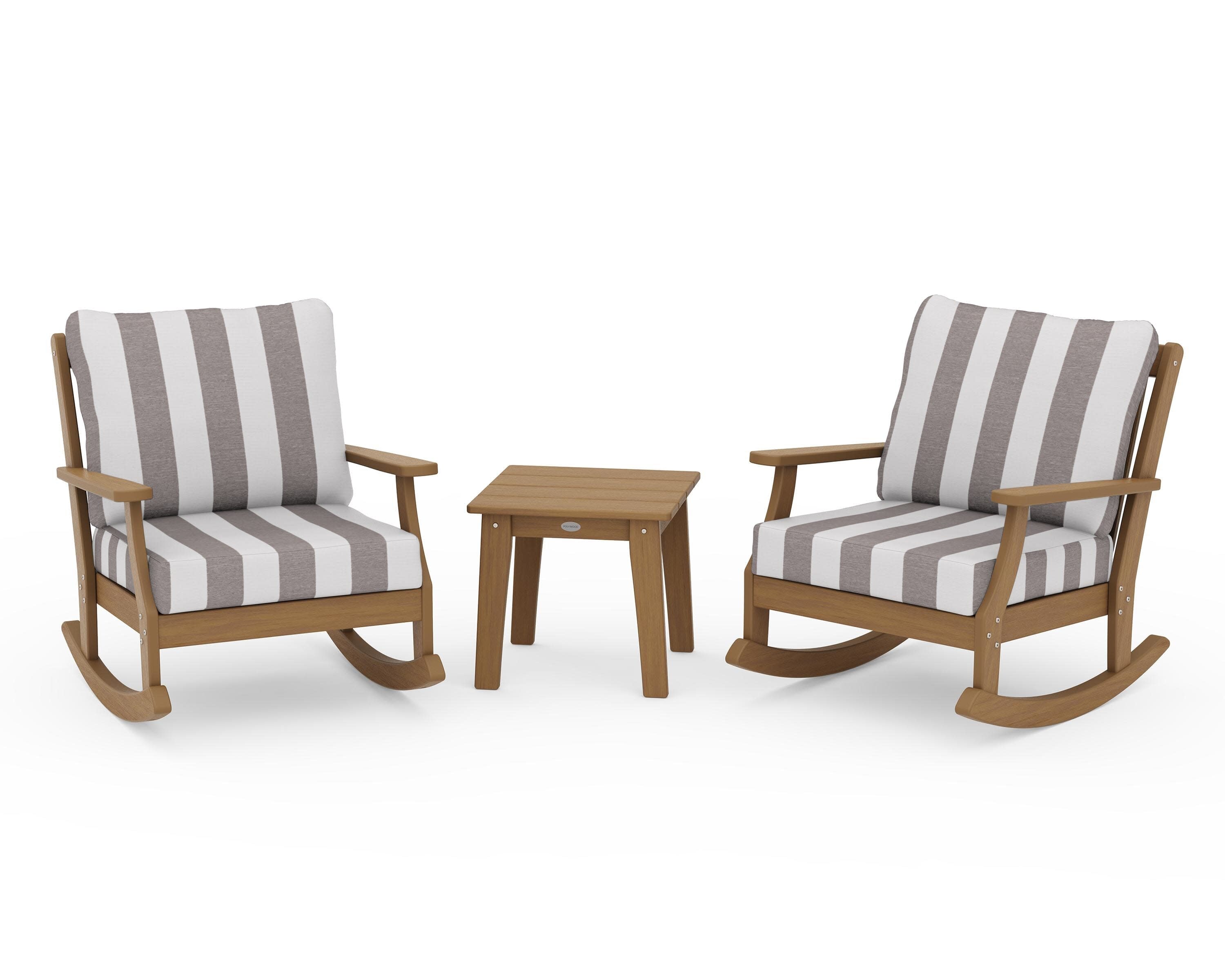 Braxton 3-Piece Deep Seating Rocker Set in Natural / Cabana Stripe Grey Mist