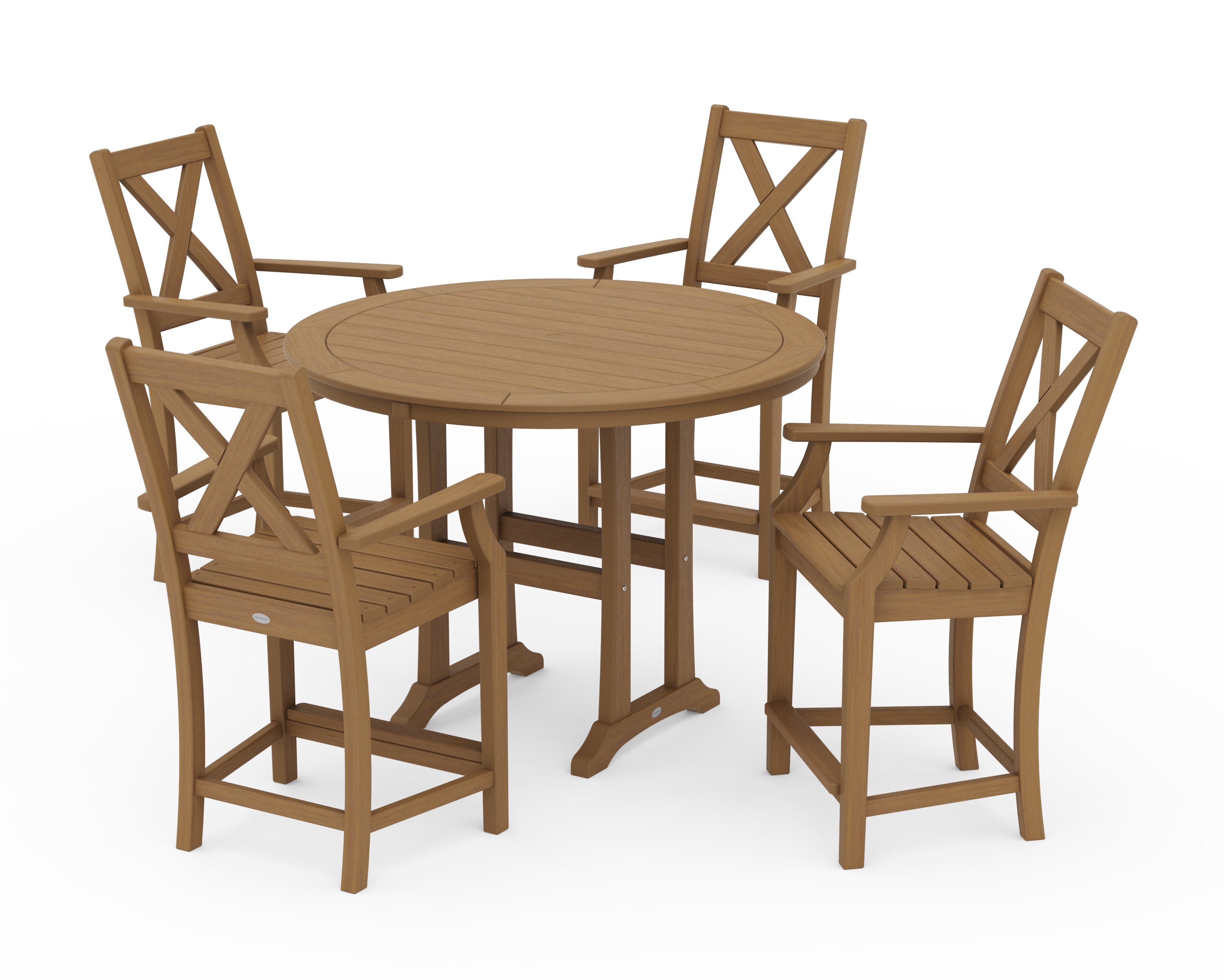 Braxton 5-Piece Nautical Trestle Arm Chair Counter Set in Natural