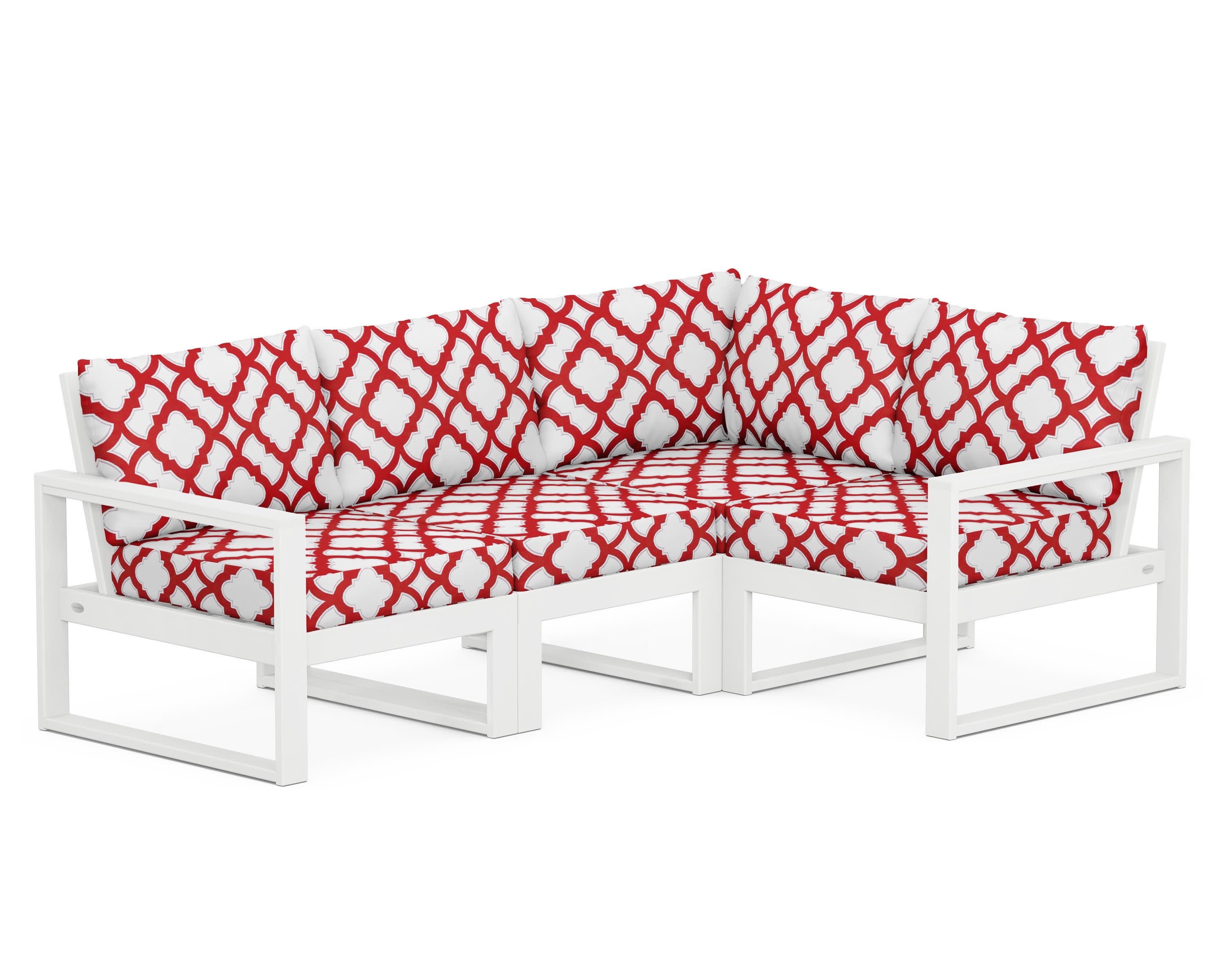 EDGE 4-Piece Modular Deep Seating Set in White / Trellis Crimson